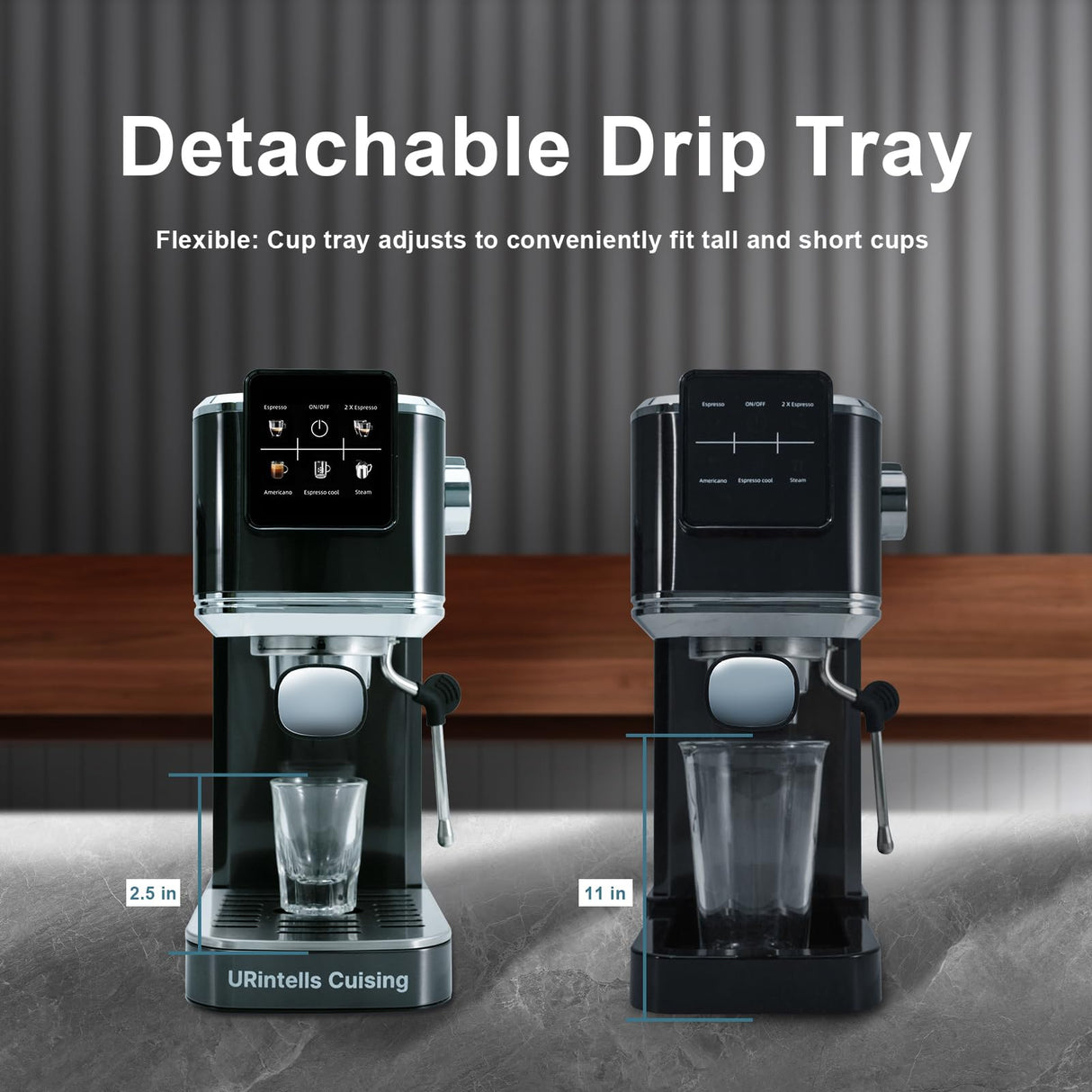 URintells Cuising Espresso Machine 20 Bar, Touch Screen Espresso Maker with Americano, Coffee Machine with Steam Milk Frother, Stainless Steel Cappuccino Latte Machine for Cold Brew Home Gifts, Black URintells Cuising