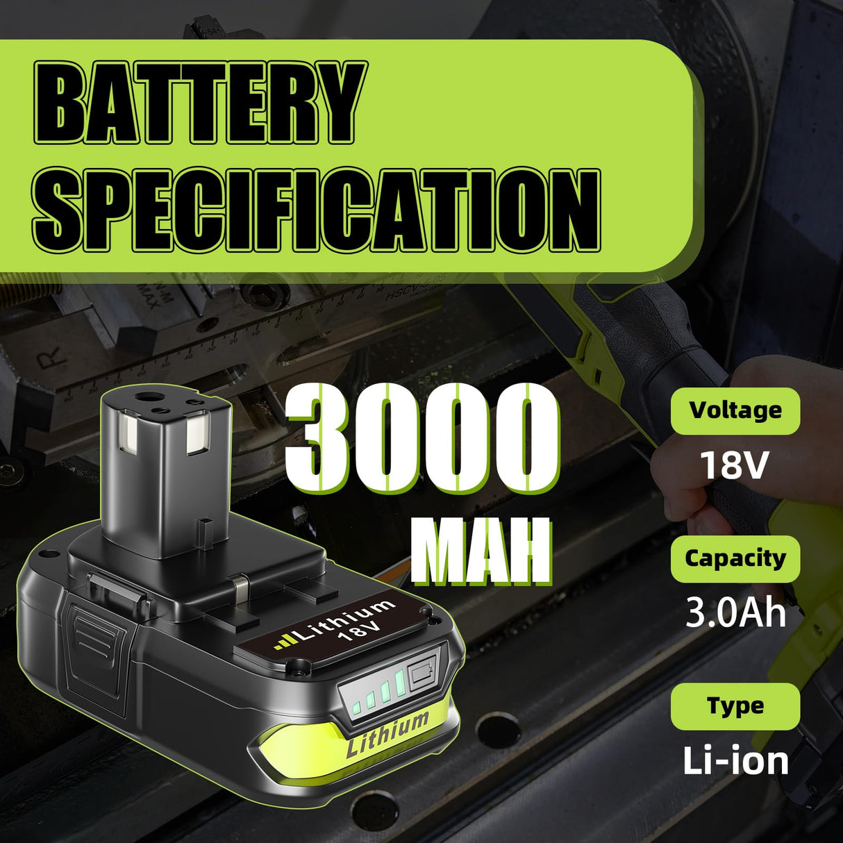 VINIDA 2Pack 3.0Ah 18V P102 Lithium-ion Replacement for Ryobi 18V Battery Compatible with Ryobi Battery 18V P102 P103 P104 P105 P107 P108 P109 P190 VINIDA