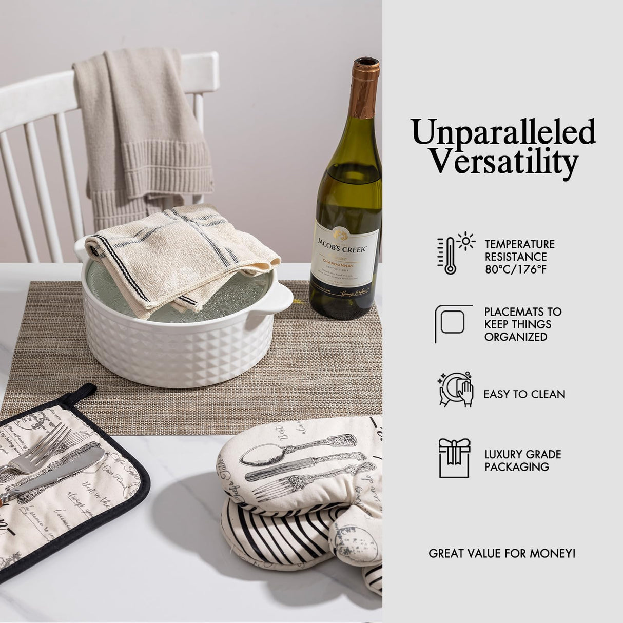 Placemats Set of 4 - Easy Clean Woven Vinyl Placemats for Dining Table, Indoor/Outdoor Place Mats, Washable PVC Table Mats(Caramel) onebento