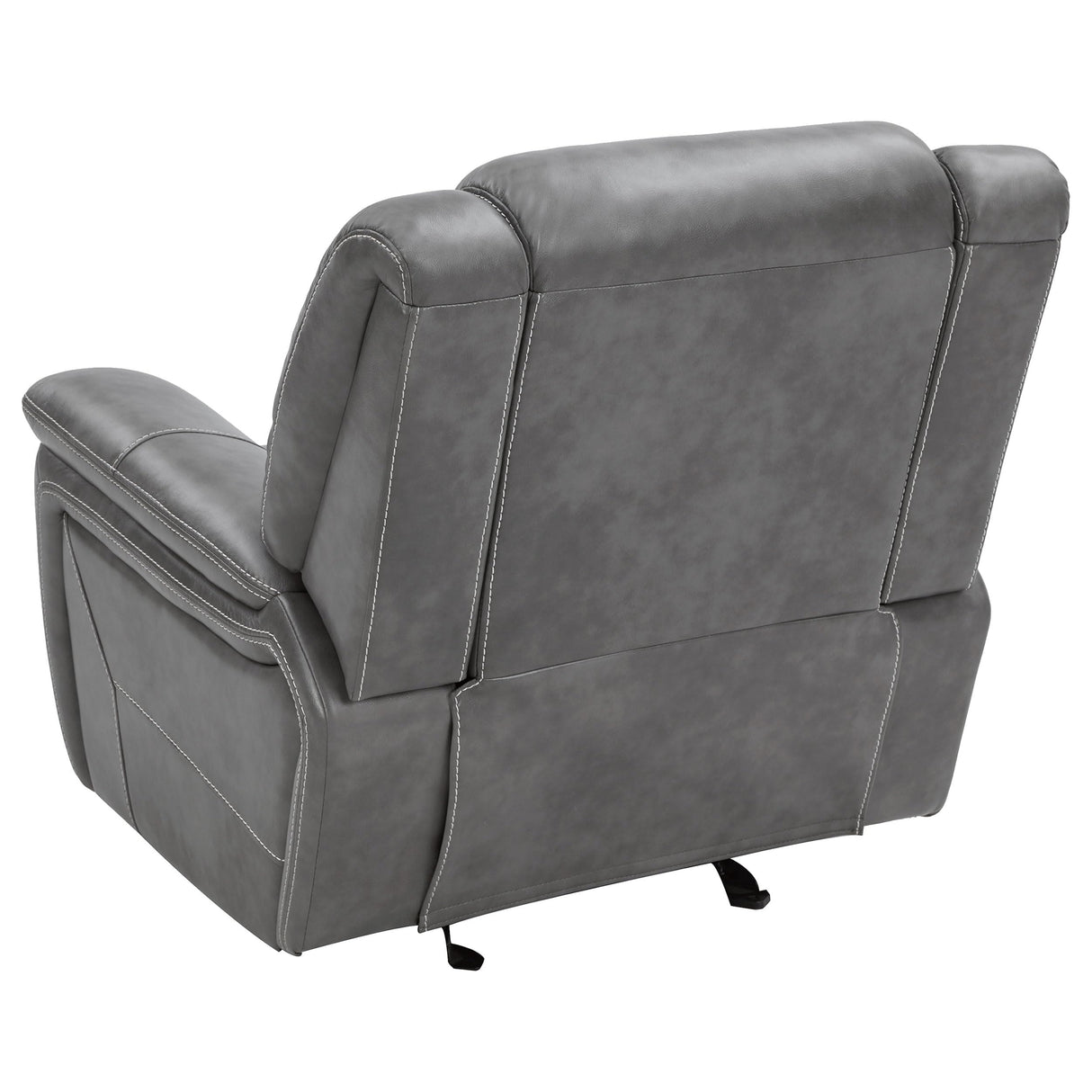 Coaster Home Furnishings - Conrad - Leatherette Upholstered Glider Recliner Chair with Overstuffed Arms, Pocket Coil Seating, and Ergonomic Lever - Living Room - 33-Inch - Gray - 650356 Coaster Fine Furniture