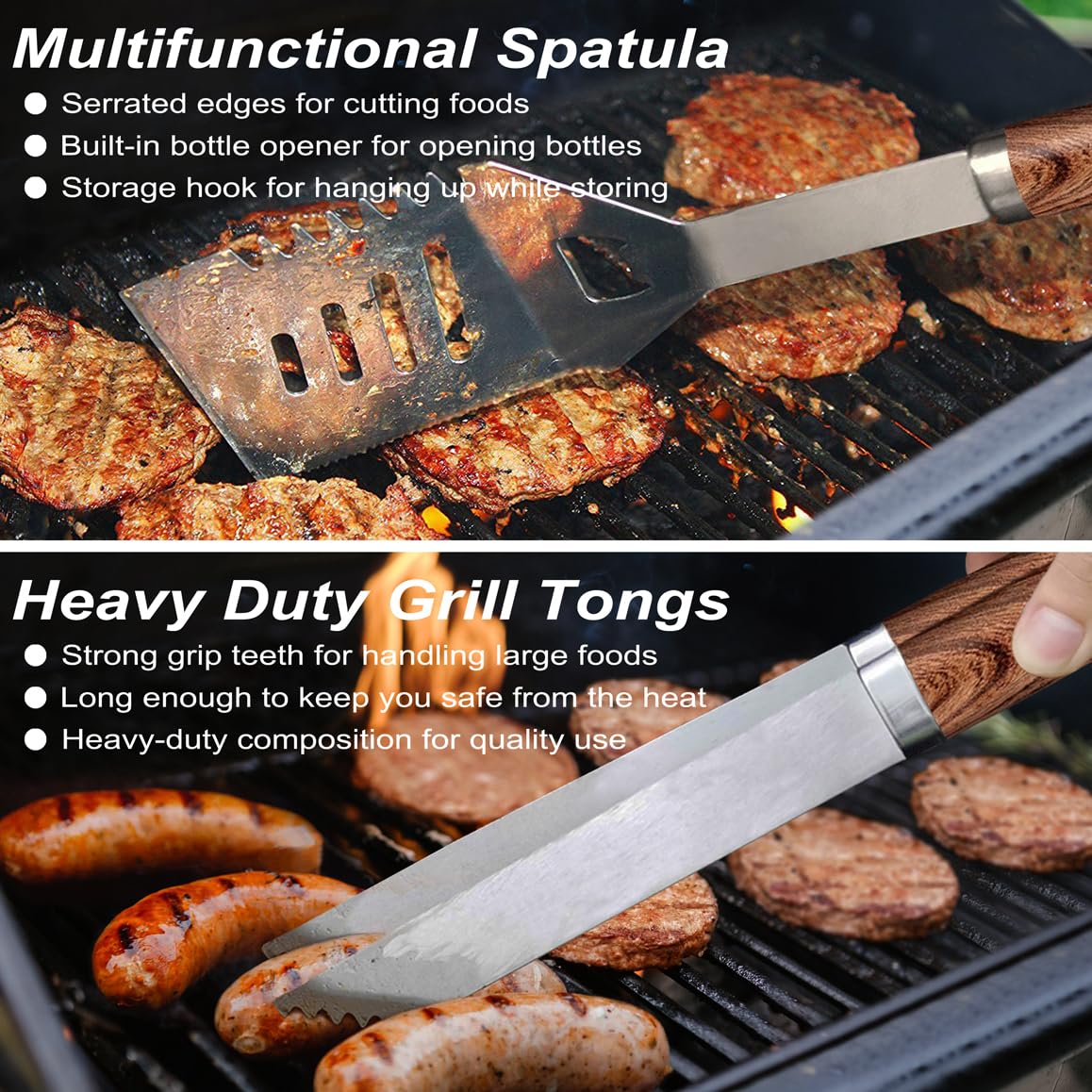 POLIGO 22PCS Heavy Duty BBQ Grill Accessories Set, Non-Slip Grill Tools for Outdoor Grill Set Thicker Stainless Steel Grill Utensils Set, Deluxe Grilling Tools Set in Aluminum Case Ideal Gifts for Men POLIGO