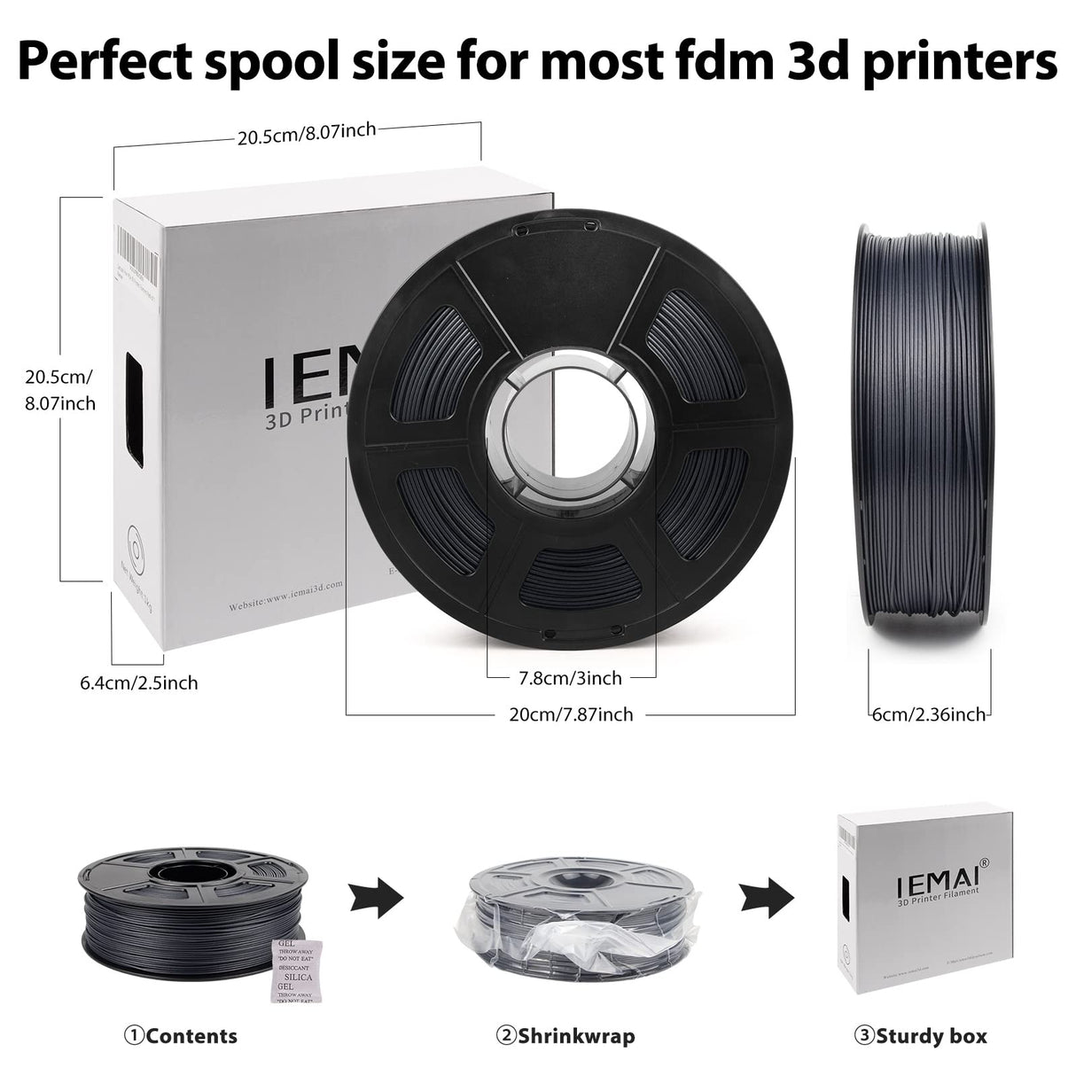 IEMAI Carbon Fiber ASA Filament 1.75mm, UV/Weather/Heat-Resistant ASA-CF, High Strength & Impact Resistance 3D Printer Filament for Functional Outdoor Parts, Black 1kg Spool IEMAI