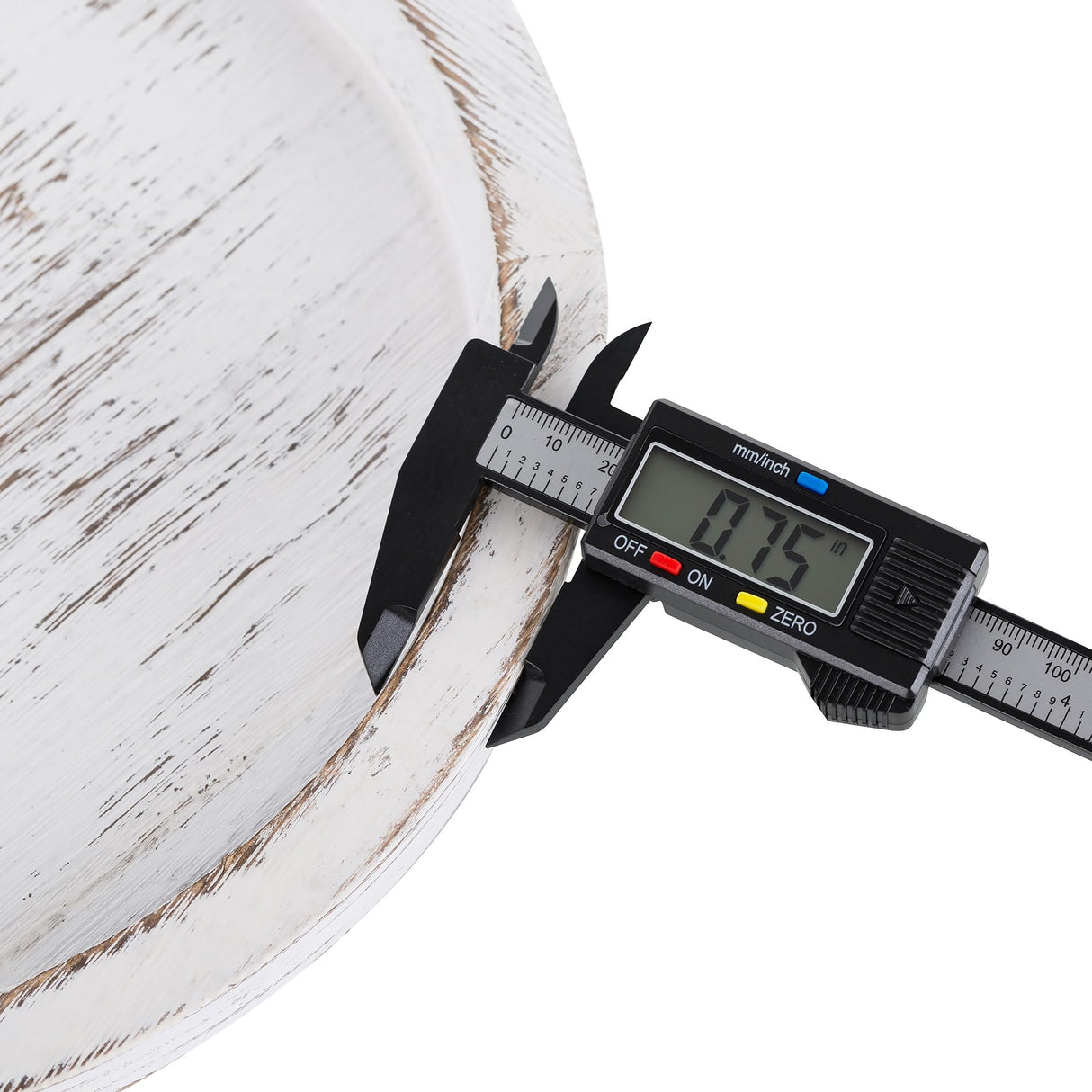 Romadedi Rustic Wooden Tray Candle Holder - Round Wood Decorative Pillar Candle Tray for Coffee Table Farmhouse Kitchen Countertop Organizer Home Decor Wedding Centerpiece, Distressed White Romadedi