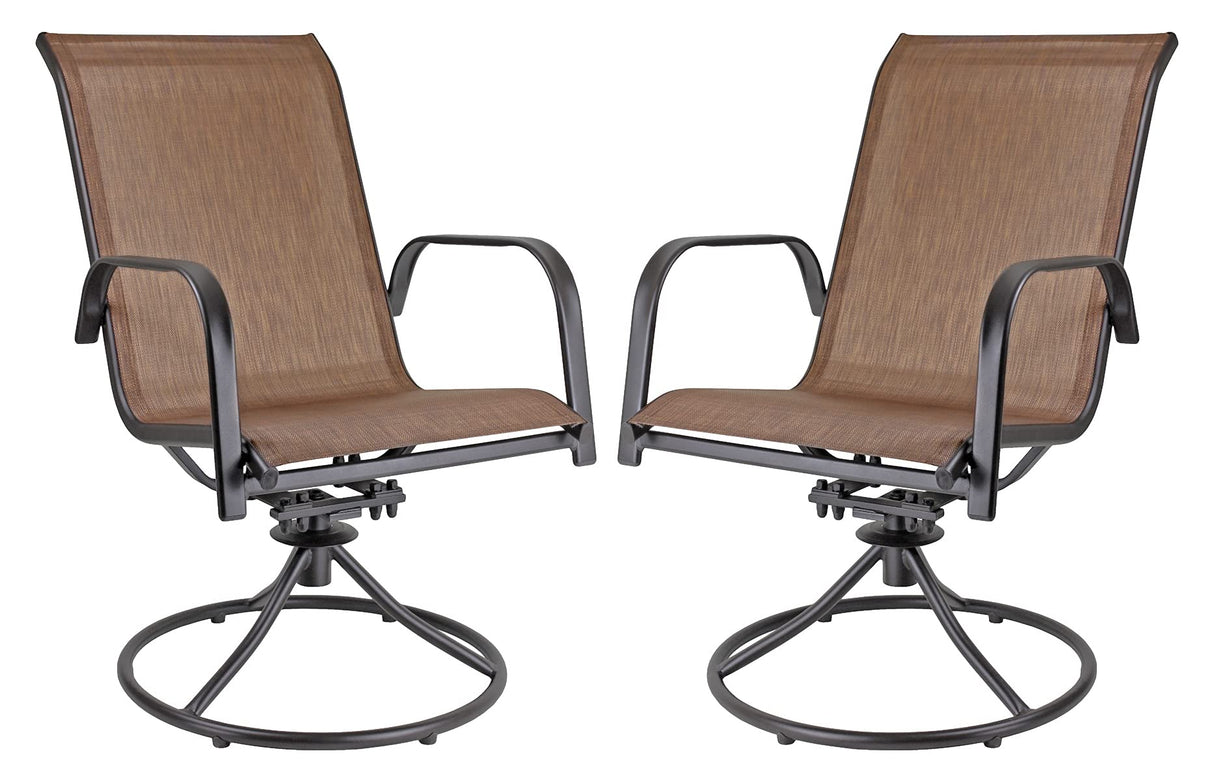 COURTYARD CREATIONS Garden Elements Sienna Collection 40" Table and Four Swivel Rocker Chairs Patio Dining Set, Brown (5-Piece Set) COURTYARD CREATIONS