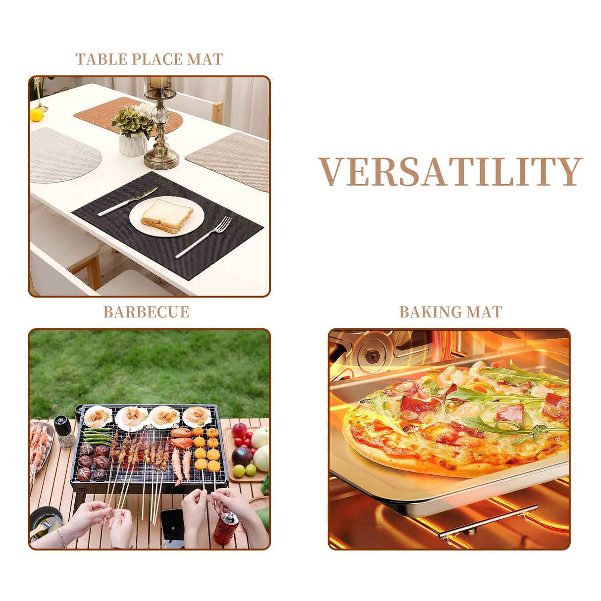 METAONLY Grill Mats For Outdoor Grill, Bbq Grill Cooking Mat, Bbq Grilling Mat, Non Stick Grill Sheets 17" X 25",4 Pack METAONLY