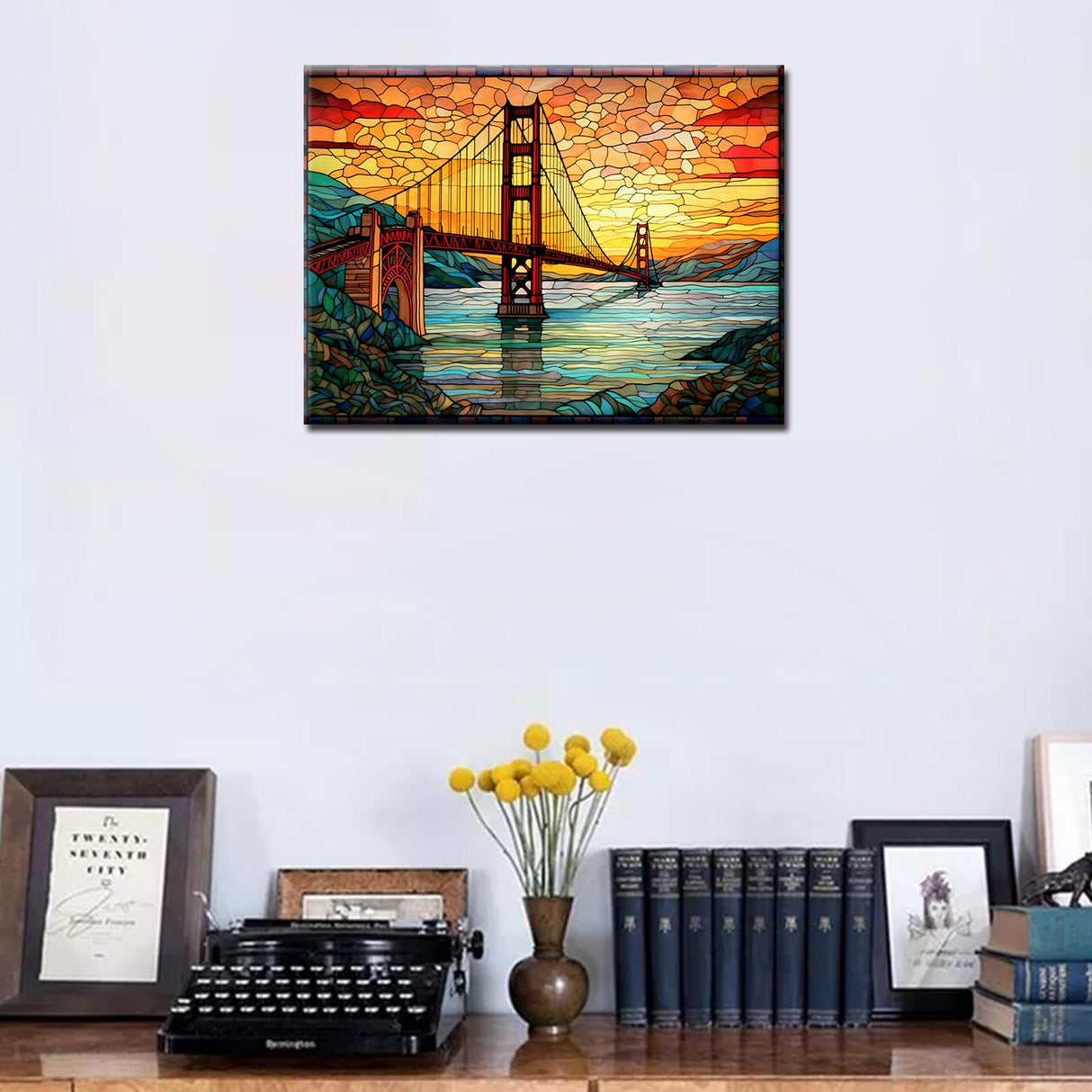Golden Gate Bridge in San Francisco Diamond Painting America Landscape Artwork Sacramento River Wall Art 5D DIY Full Drill Crystal Pictures 16''Wx 12''H Diamond Art for Adult Home Decor(DIY Frame) TUMOVO