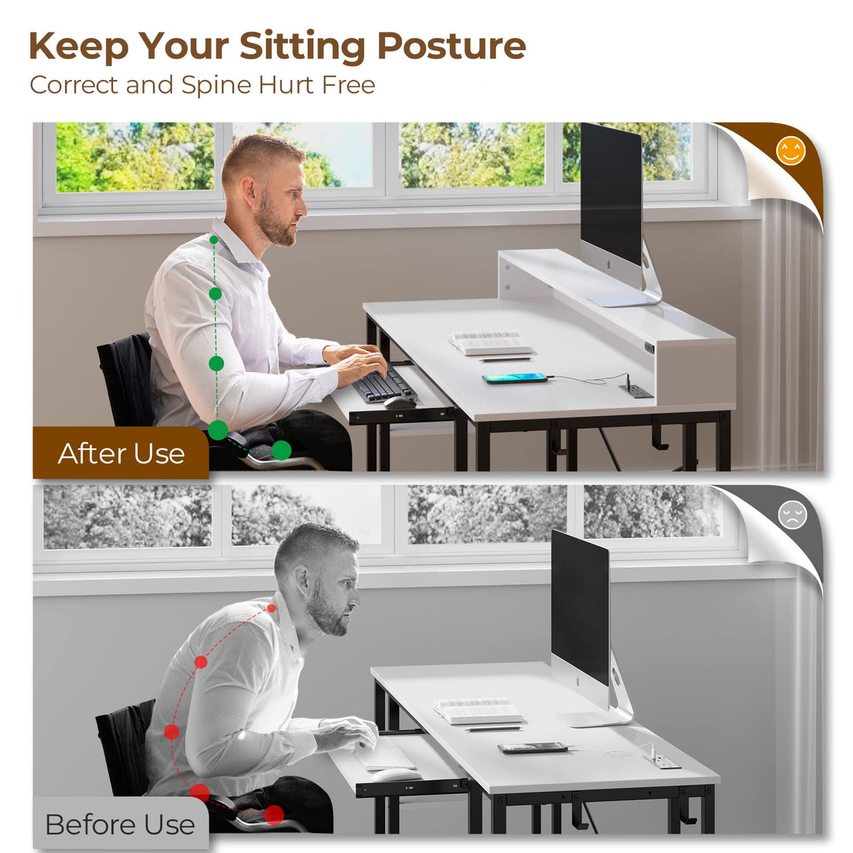 Rolanstar Computer Desk 55 inch with LED Lights & Power Outlets, Gaming Desk with Storage Shelves, Home Office Desk with Keyboard Tray, Writing Desk with Monitor Stand, Study Desk, White Rolanstar