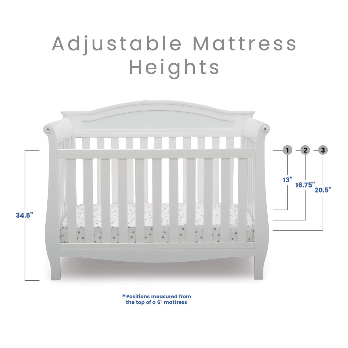 Delta Children Lancaster 4-in-1 Convertible Baby Crib, Bianca White Delta Children