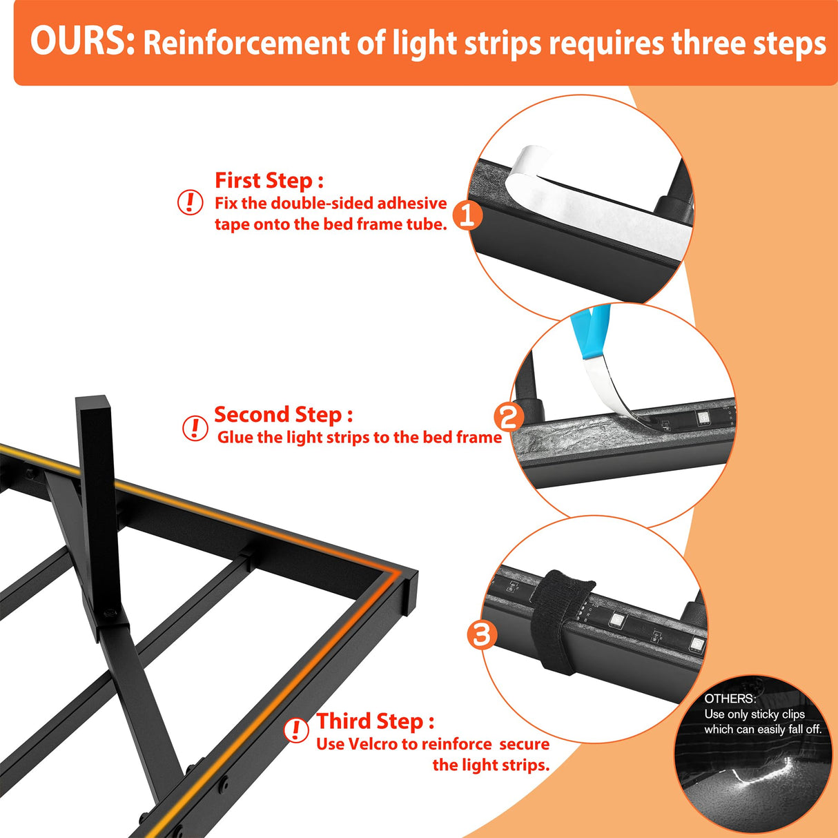 ARFARLY Floating Queen Bed Frame with LED Lights and Charging Station, Metal Platform Bed Frame Queen Size with Upholstered Headboard, No Box Spring Needed, Anti-Noise, Easy to Assemble ARFARLY