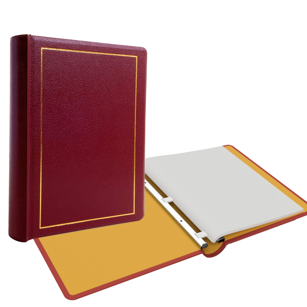 Office Werks Corporate Minute Book Binder, Maroon Leather w/Gold-Tooled Covers and Spines, Letter Size 8.5 x 11 Inches, 125 Pages/250 Sheet Capacity, 100 Minute Book Paper Included Office Werks