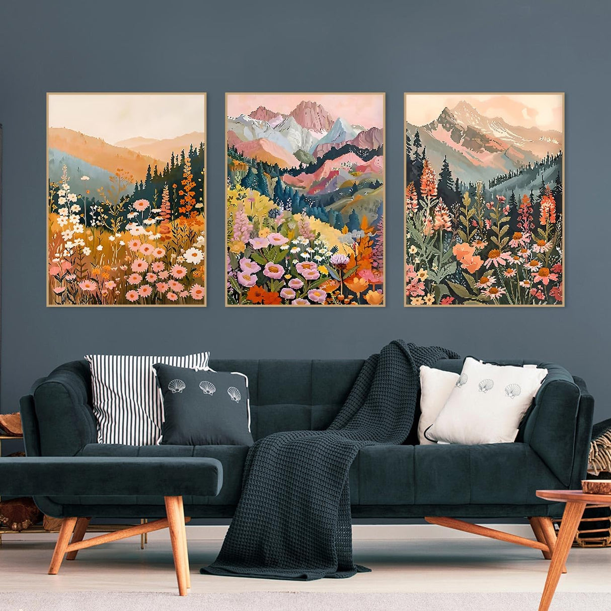 Mountain Diamond Art Kits for Adults - 3 Pack Landscape Flowers Diamond Painting for Beginners, Diamond Dots Round 5D Full Drill Paintings with Diamonds Gem Art and Crafts Home Decor 12x16inch tigdtiu