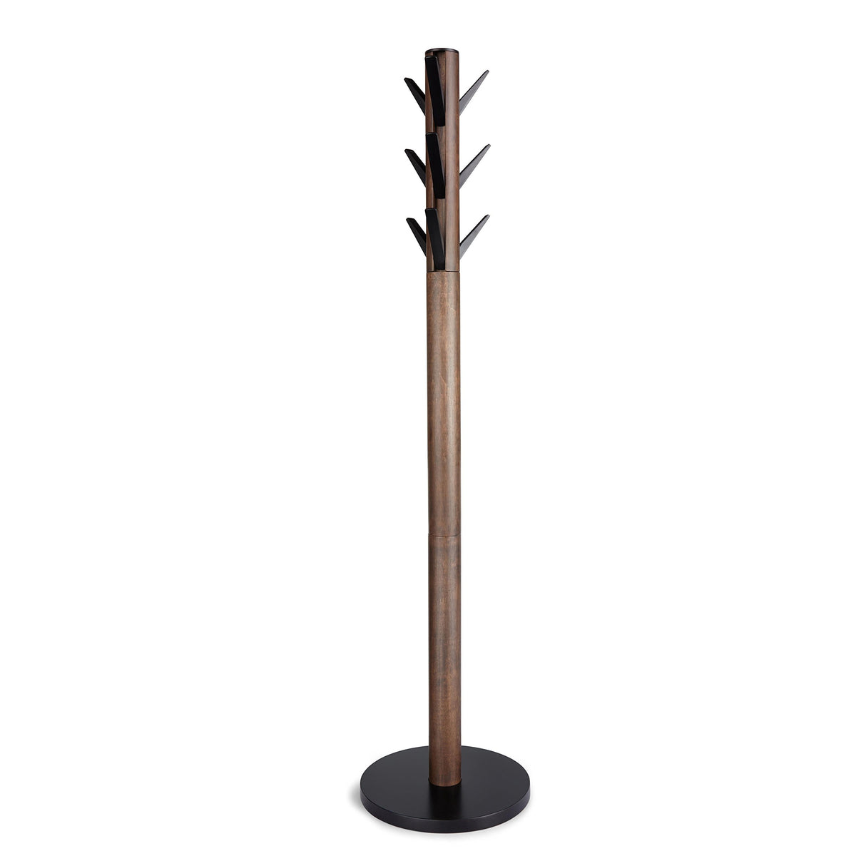Umbra Flapper Coat Rack, Clothing Hanger, Umbrella Holder, and Hat Organizer, Great for Entryway, Black/Walnut (320361-048) Umbra