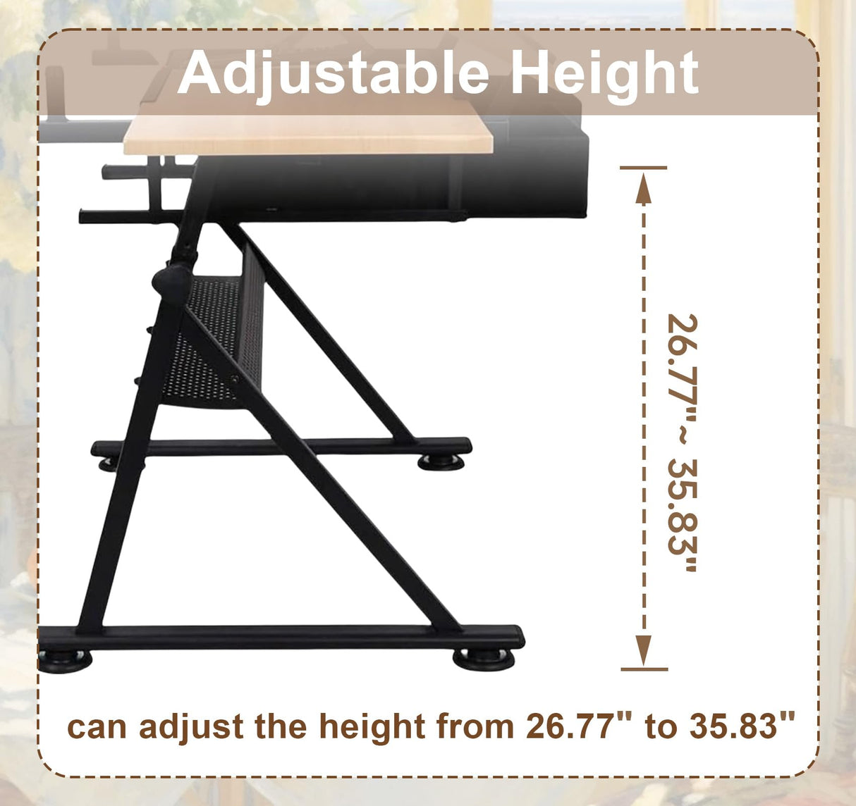 Suuiwau Height Adjustable Drafting Table,Art Desk Drawing Table with 0-80° Tilting Tabletop,Artist Table Diamond Painting Table Craft Work Station with Storage Drawers for Kids Adults Suuiwau