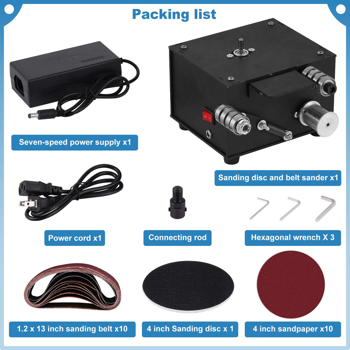 2 in 1 Mini Belt Disc Sander,4 Inch Sanding Disc Machine,1.18 x 13 inch Belt Sander 8000RPM for Knife Sharpening, Wood, Crafts, Metal, Stone, and Scissors Grinding Poiget