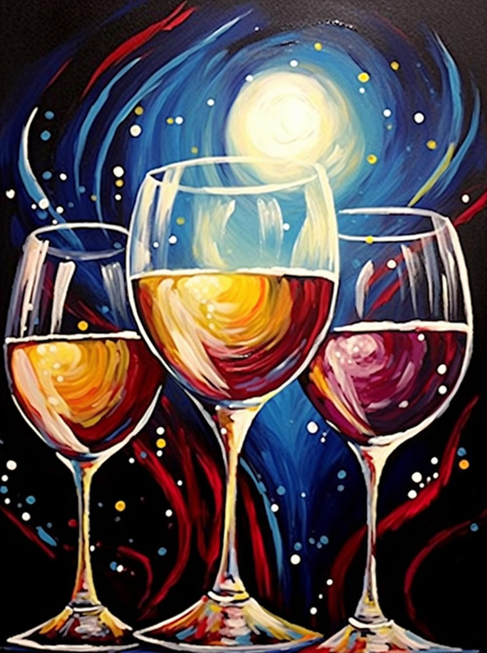 MaiYiYi Wine Glass Diamond Painting Kit, 5D Full Round Diamond Painting by Numbers, Crystal Rhinestones Wine Diamond Painting Kits Arts Crafts Kitchen Wall Decor for Adults Beginners (30 x 40 cm) MaiYiYi
