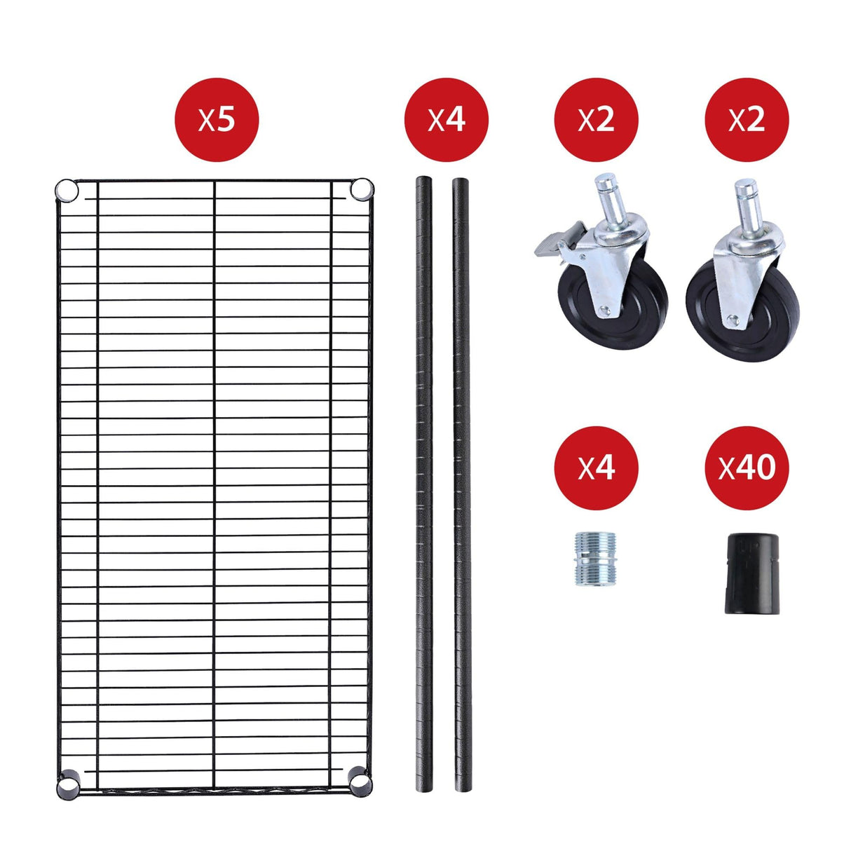 Alera 5-Shelf Wire Shelving Kit with Casters and Shelf Liners, 36w X 18d X 72h, Black Anthracite Alera