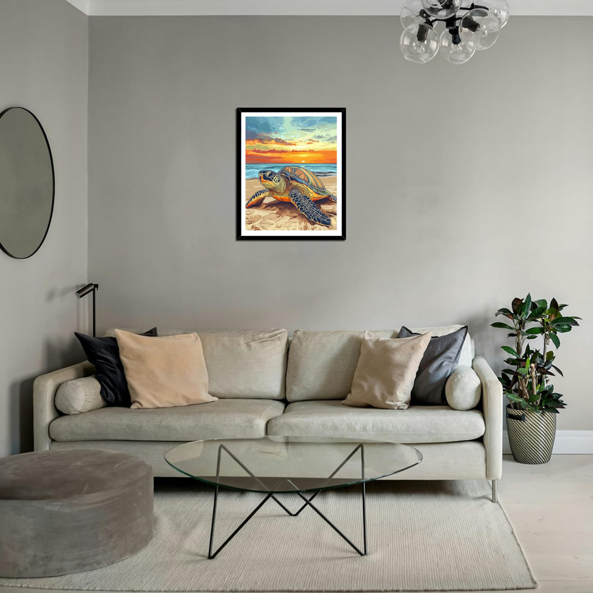 Hawksbill Turtle on Beach Paint by Number Kits for Adults, Ocean at Sunset Paint by Numbers, Sea Waves Cute Animals DIY Acrylic Paints Oil Painting for Home Decor(16×20inches, No Frame) ARNLRDYA