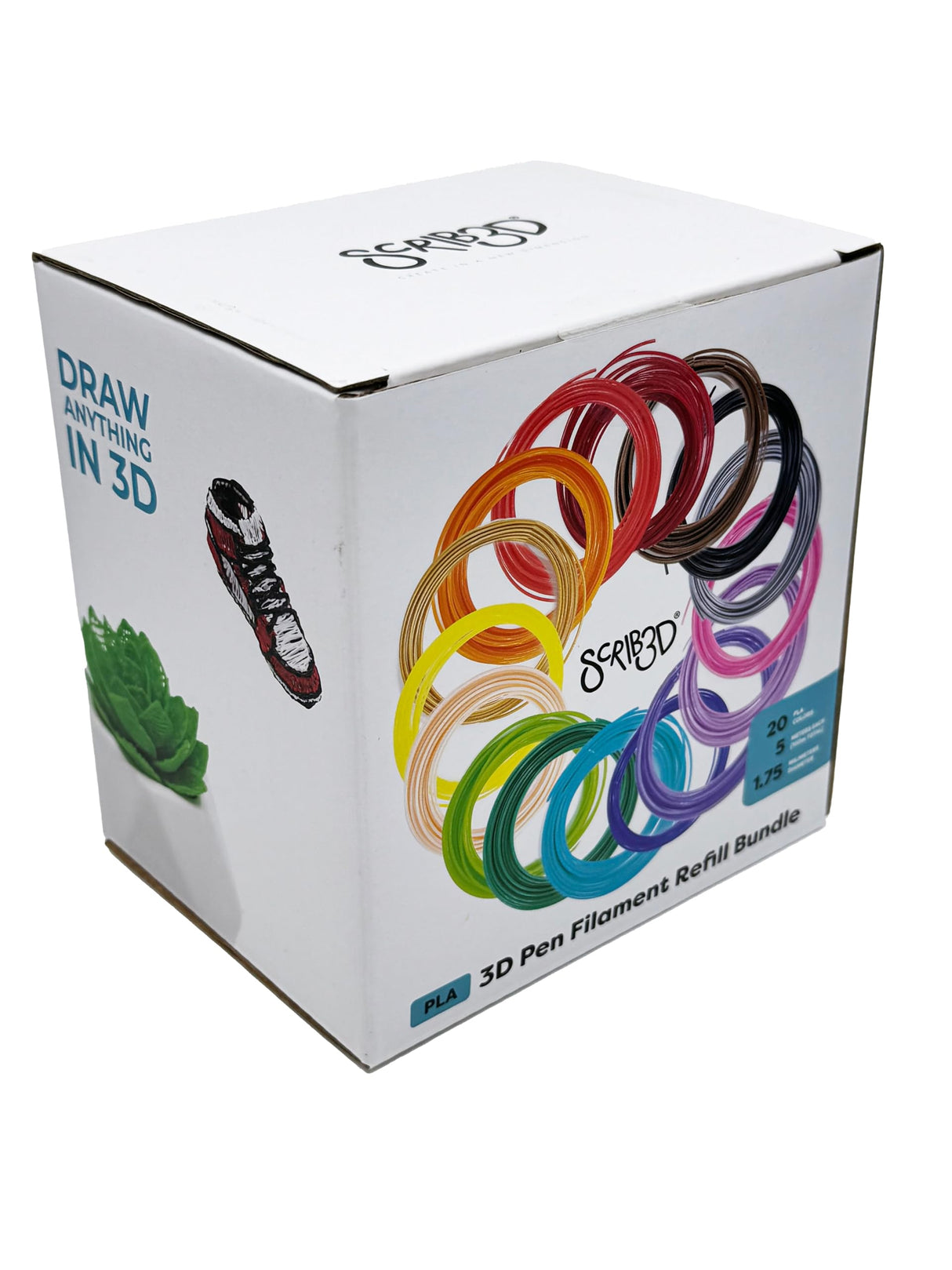 SCRIB3D Pen Filament Refills, 20 Colors, 16 Feet Per Color, 1.75mm PLA, Works with SCRIB3D, PIKA3D, MYNT3D and Most Other 3D Printing pens SCRIB3D