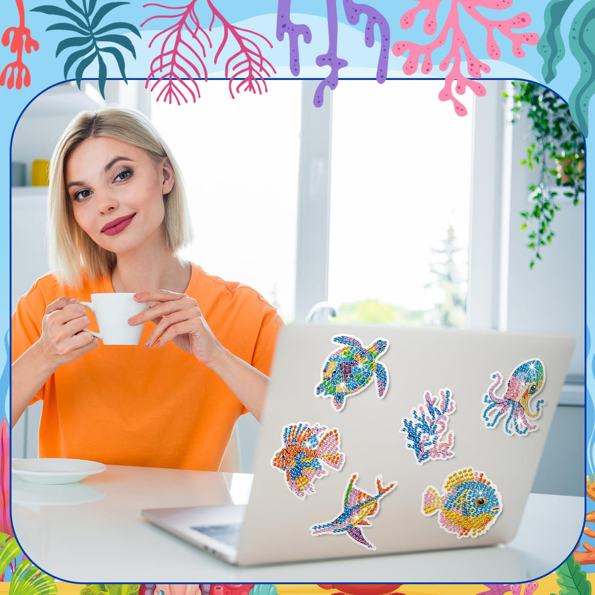 Xuhal 30 Pcs Ocean Animal Diamond Painting Magnets Sea Animal Diamond Art Magnets Kits for Adults 5d Rhinestone Dolphin Turtle Beach Refrigerator Magnetic Sticker for Fridge Beginner DIY Craft Gifts Xuhal