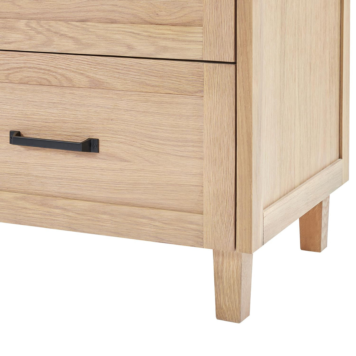 ARIEL Monroe 72 inch Double Bathroom Vanity with Sink in White Oak, 1.5" Edge Carrara White Quartz Countertop and Backsplash, Rectangle Sink, Soft Closing Doors, Dovetail Drawers, Matte Black ARIEL