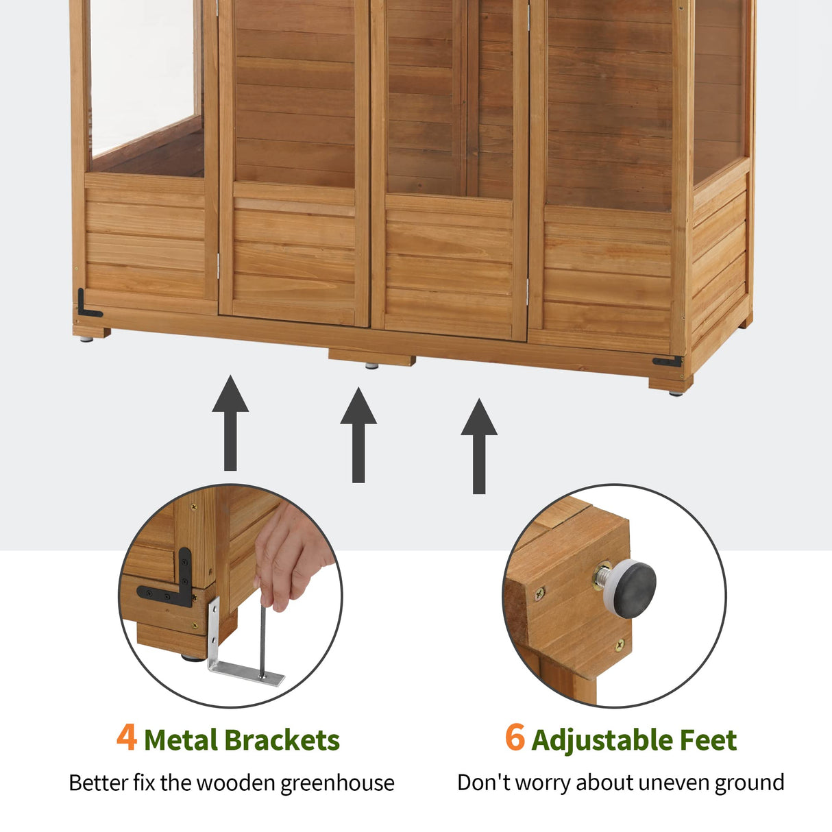 MCombo Wooden Greenhouse, Walk-in Outdoor Greenhouse with Openable Roof and Lockable Door, 0899 (Natural) MCombo