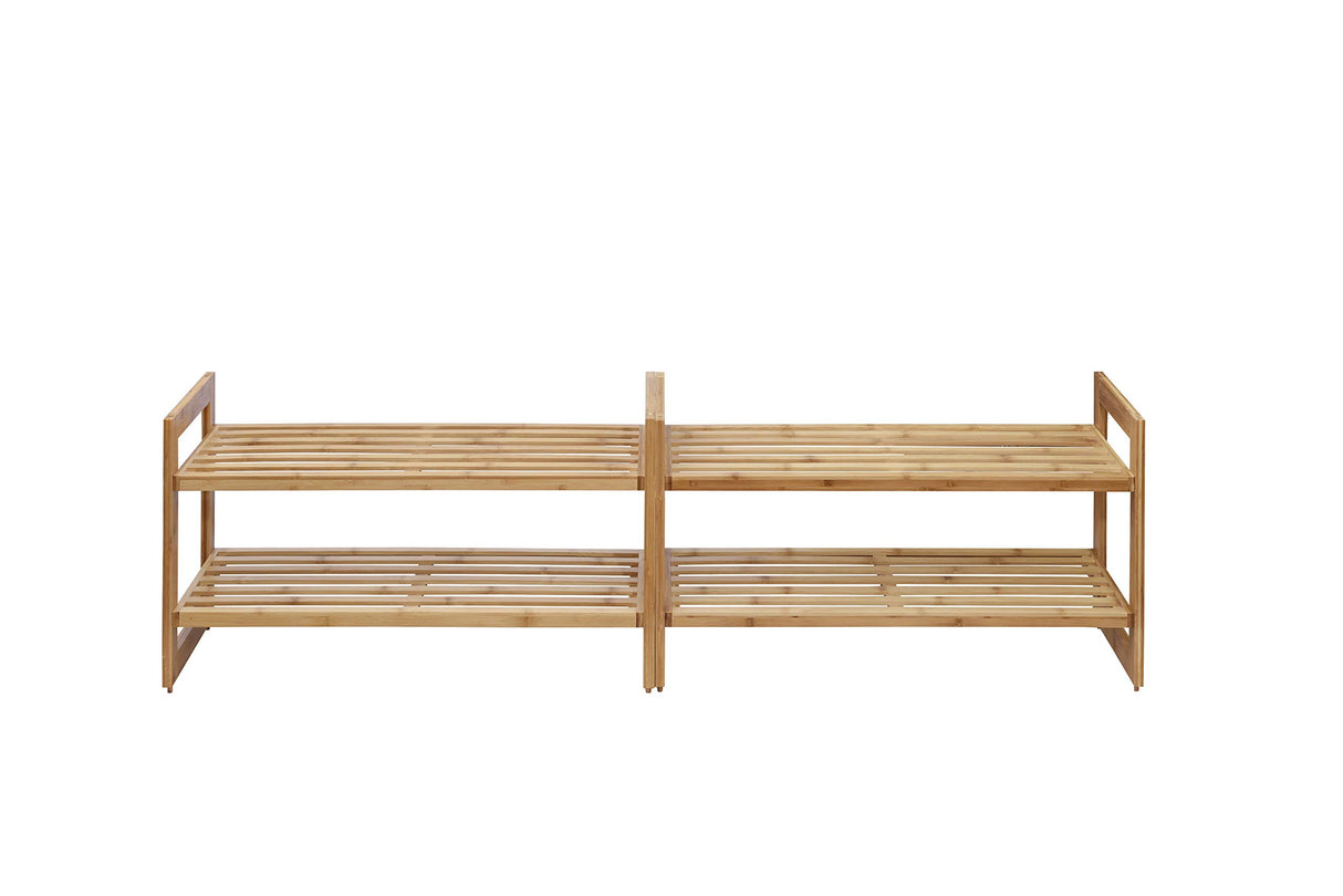 TRINITY Basics 2-Tier Stackable Bamboo Shoe Rack - (2 Pack) (TBFLNA-24112) TRINITY