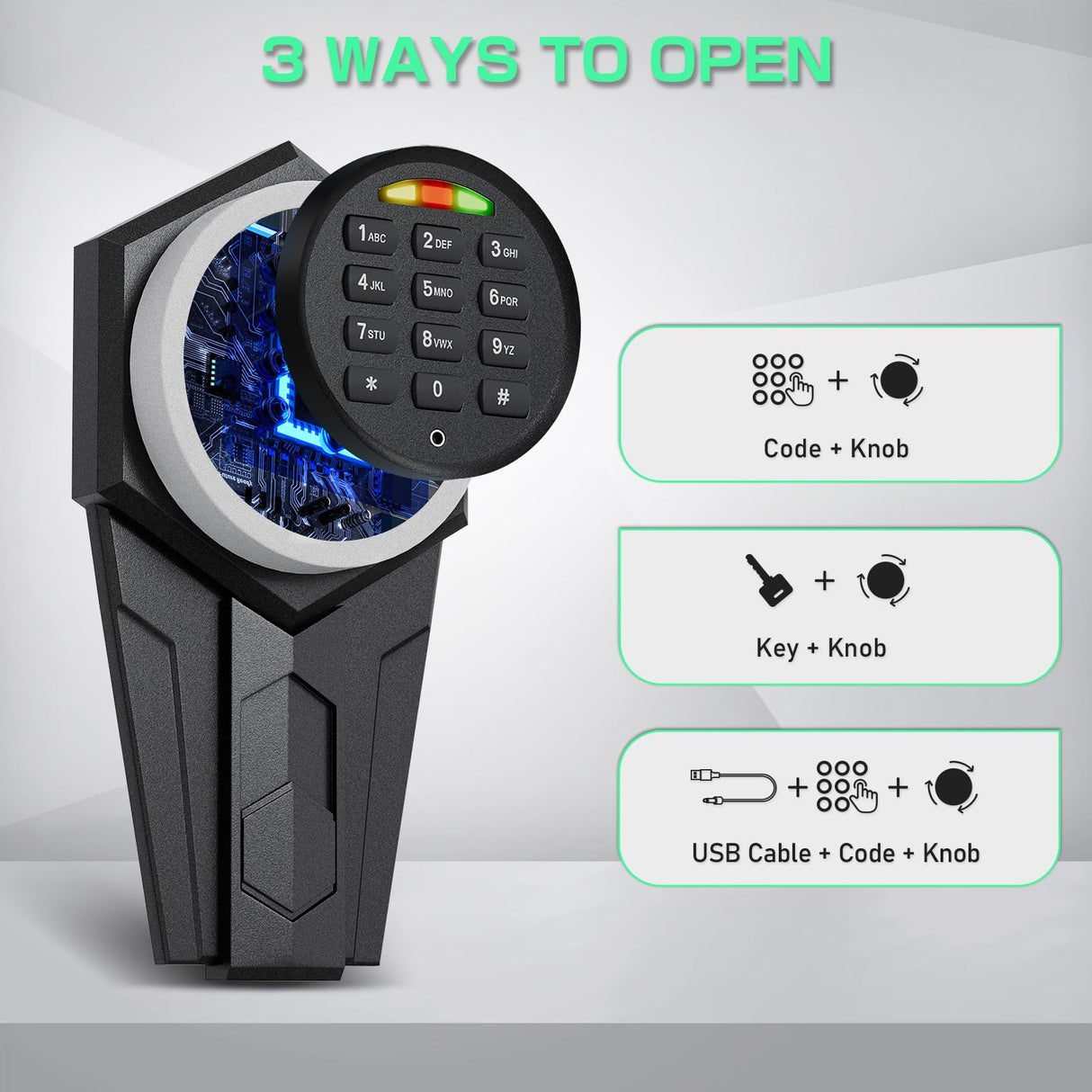 Omethey 3-5 Gun Safe for Rifles and Pistols, Quick Access Rifle Gun Safe with Silent Mode and Alarm System, Gun Cabinet with Removable Shelf and 2 Adjustable Gun Slots Omethey