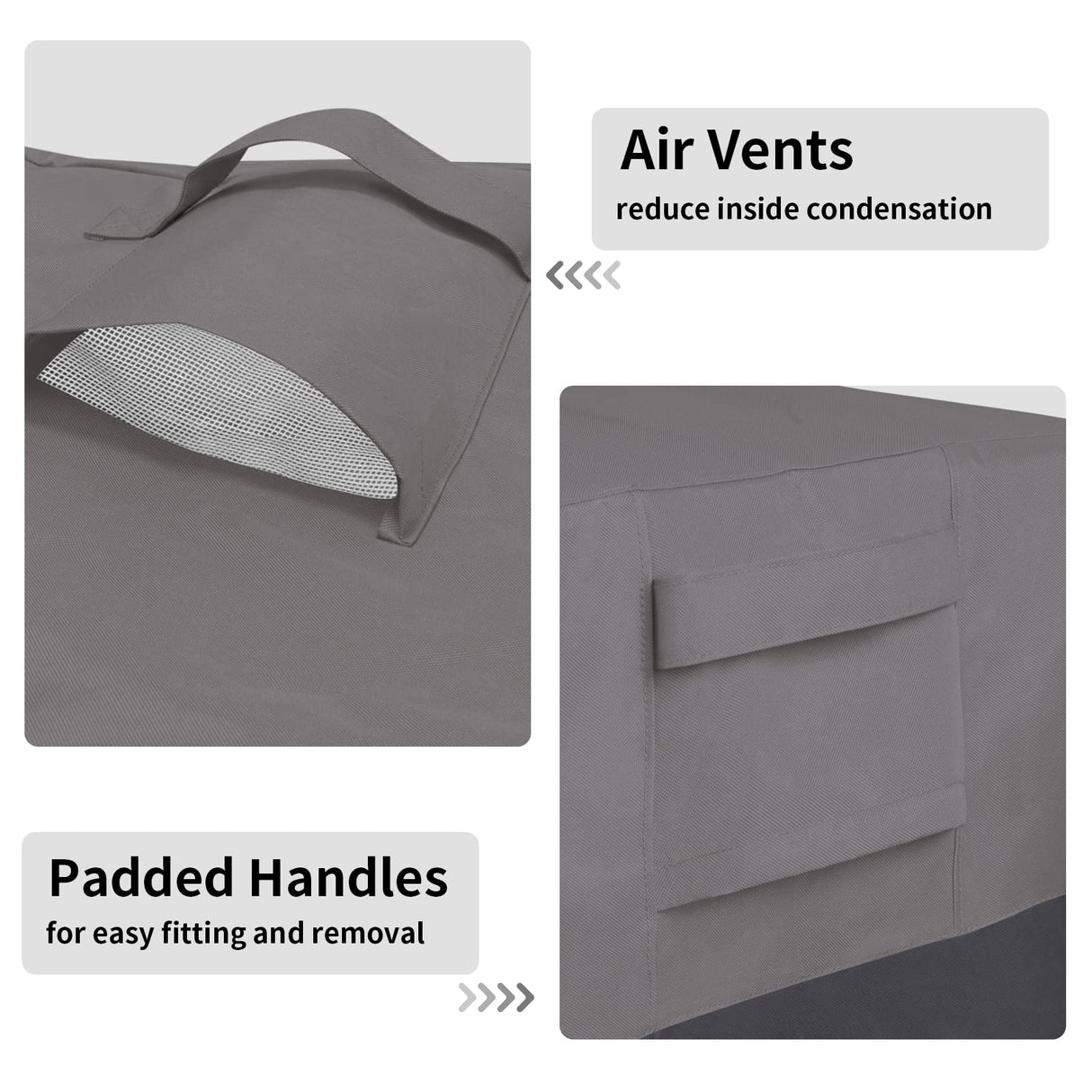 Easy-Going Outdoor Ottoman Cover, Waterproof Patio Ottoman Cover, Heavy Duty Outdoor Furniture Cover with Padded Handles (2 Pack-25"x25"x17", Gray/Dark Gray) Easy-Going