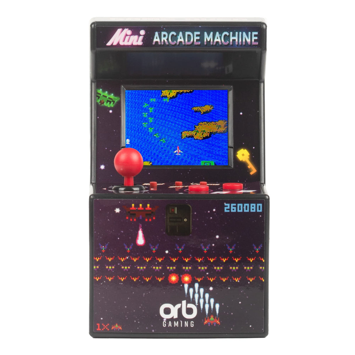 Mini Arcade Machine, 240 in-Built Games, 8-Bit Retro Arcade Games, 2.5โ Full Colour Screen, 8-Way Joystick, 2 Buttons, Volume Control, Thumbs Up! Thumbs Up