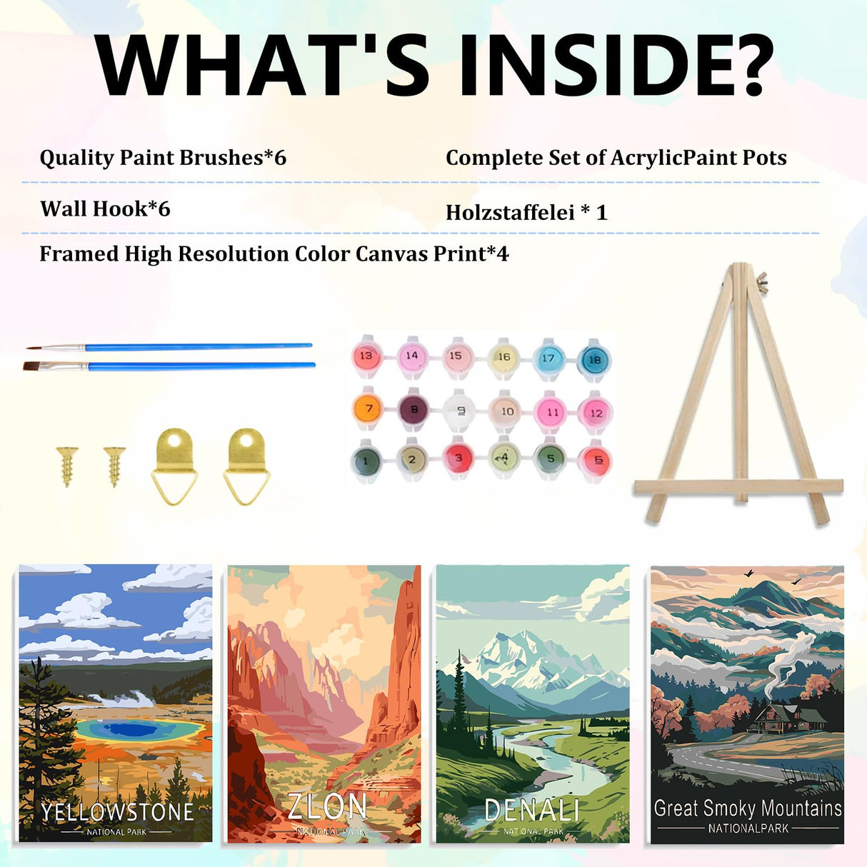 Aestalrcus 4 Pack Framed Paint by Numbers Kit for Adults, National Park Adult Paint by Number Kits, Landscape DIY Acrylic Oil Painting by Numbers for Adults for Gift Home Decor 8x12 inch Aestalrcus