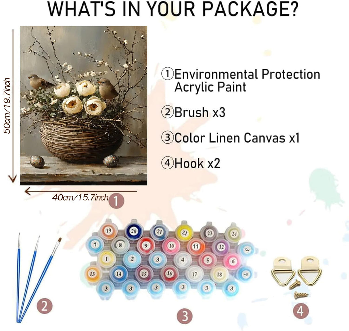 MBNTJHT Bird Paint by Numbers Kit for Adults,Birds Flowers Paint by Number Kits for Adults Beginners,Unframed Flower Basket Digital Oil Painting Crafts for Wall Decor Gifts 16X20 Inch. MBNTJHT