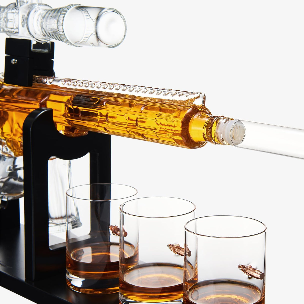 Gifts for Men Dad, Gun Whiskey Decanter Set - Scope Glass AR Limited Edition, Silencer Stopper, 800ml & 12oz Bullet Glasses - Winter, Father's Day, Birthday Gift, Drinking Party, Liquor, Vodka Gifts The Wine Savant