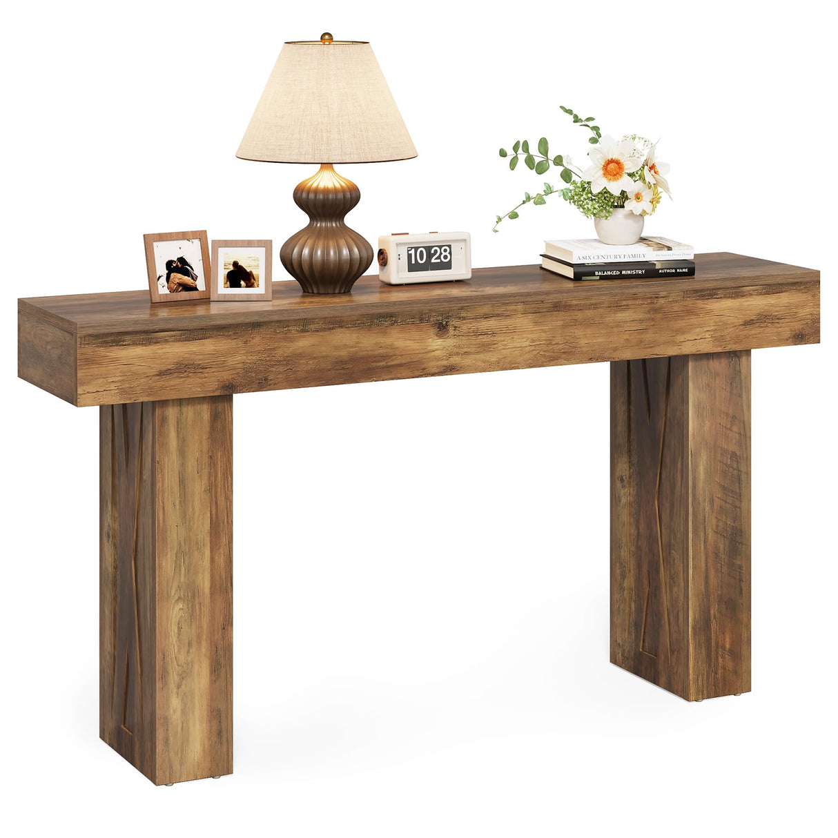 LITTLE TREE 63-Inch Narrow Console Table, Modern Sofa Table for Hallway, Entryway Table for Living Room, Bedroom, Home Office, Wood Color LITTLE TREE