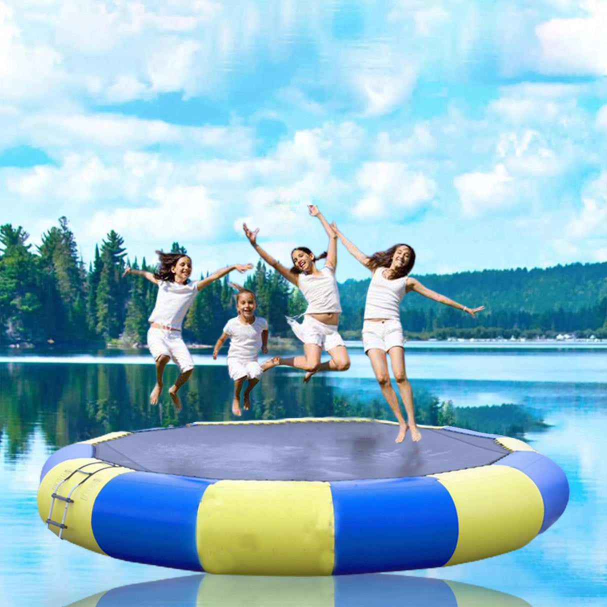 YEYUBIW 20FT/6Meter Inflatable Water Trampoline, Adult Kids Water Sports Round Jump Bed Floating Swim Platform with Electric Pump,Blue,20FT YEYUBIW