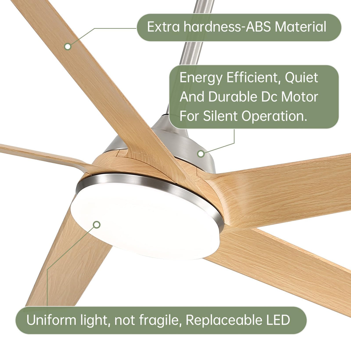 Sofucor 52 Inch Ceiling Fans with Lights and Remote, 7000 CFM 5 Blades Low Profile Ceiling Fan, Modern LED Ceiling Fans for Bedroom Living Room Outdoor, Reversible, Noiseless, Light Wood Grain Sofucor