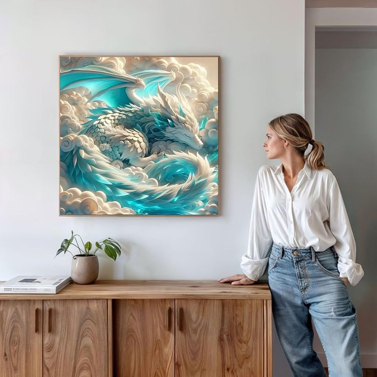 Dragon Diamond Art Kits for Adults,Full Round Drill Diamond Painting Kits for Beginners Sleeping Cloud Dragon,5D DIY Gem Art and Crafts Paint by Diamonds Sky Lord,Home Wall Decor 11.8X11.8Inch SJDIYSTORE