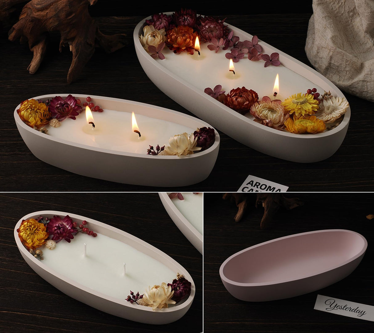Wehous Silicone Mold Oval Bowl Resin Candle Boat Jar Epoxy Resin Storage Tray Container DIY Succulent Planter Cement Art Craft Jewelry Trinket Candy Holder Decor Wehous