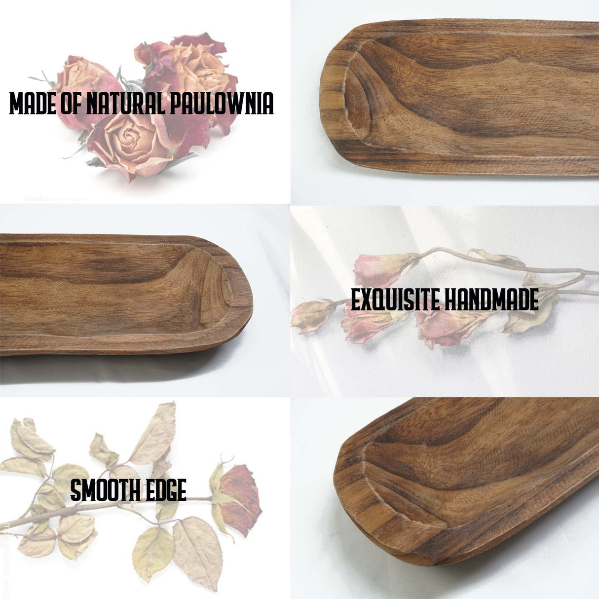 S-SNAIL-OO Wooden Dough Long Bowls Decor, Baguette Bowl Wooden Large Dough Bowl Centerpieces for Home, Rustic Wooden Decorative Bread Fruit Tray (20×6×2'') S-SNAIL-OO
