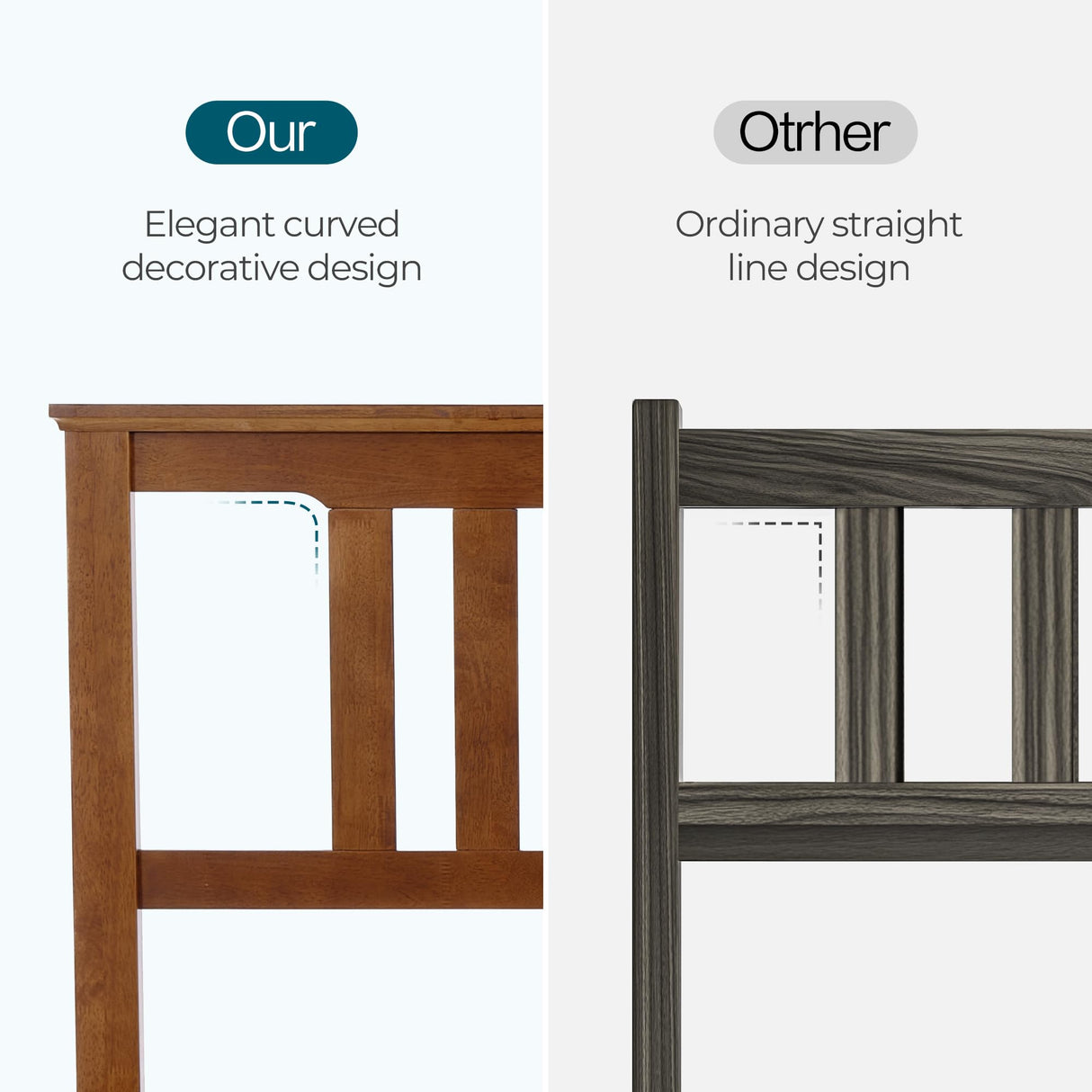 LINSY Queen Bed Frame, Wood Platform Bed Frame with headboard, Solid Wood Bed with Wood Slat Support, No Box Spring Needed, Easy Assembly, Walnut, Queen LINSY