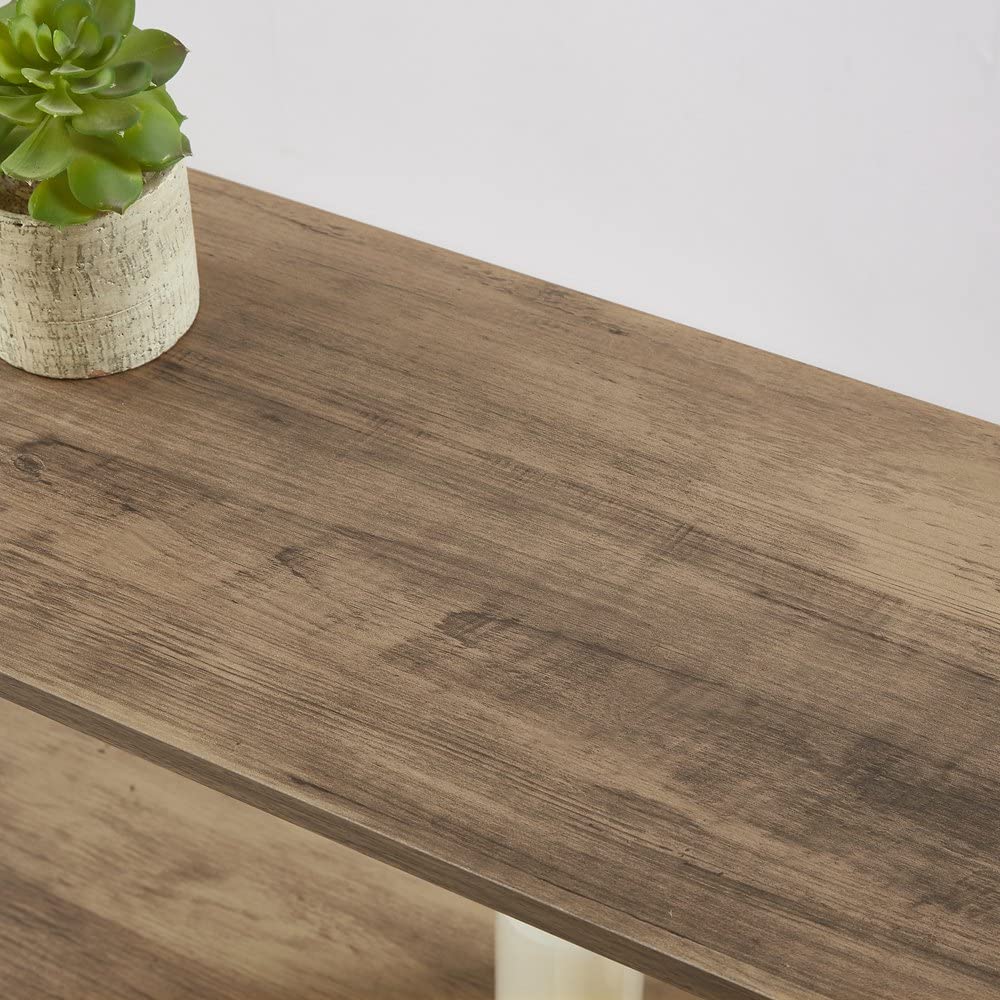 FOLUBAN 4-Tier Rustic Industrial Bookshelf in Oak Finish FOLUBAN