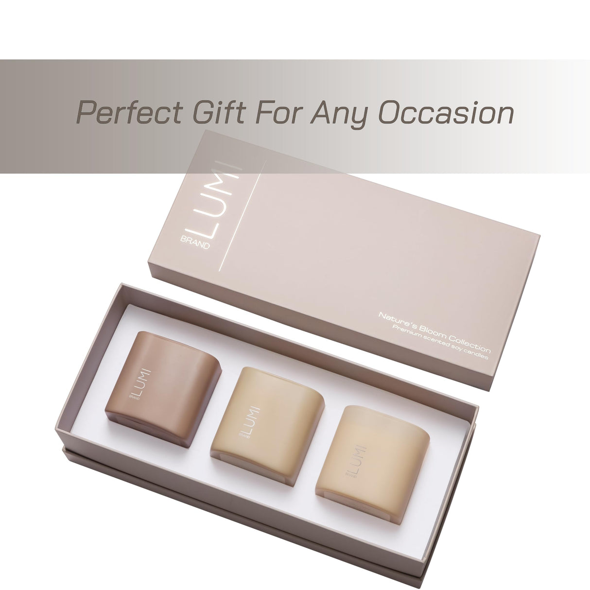 Set of 3 Scented Soy Candles Gift Set | Nature's Bloom Collection | 3 Scented Candles - Gardenia, Hilton Garden, and Rose & Oud | Crackling Wood Wick | Clean Burn | 50+HR Burn Time, 9.8oz Each Lumi Brand