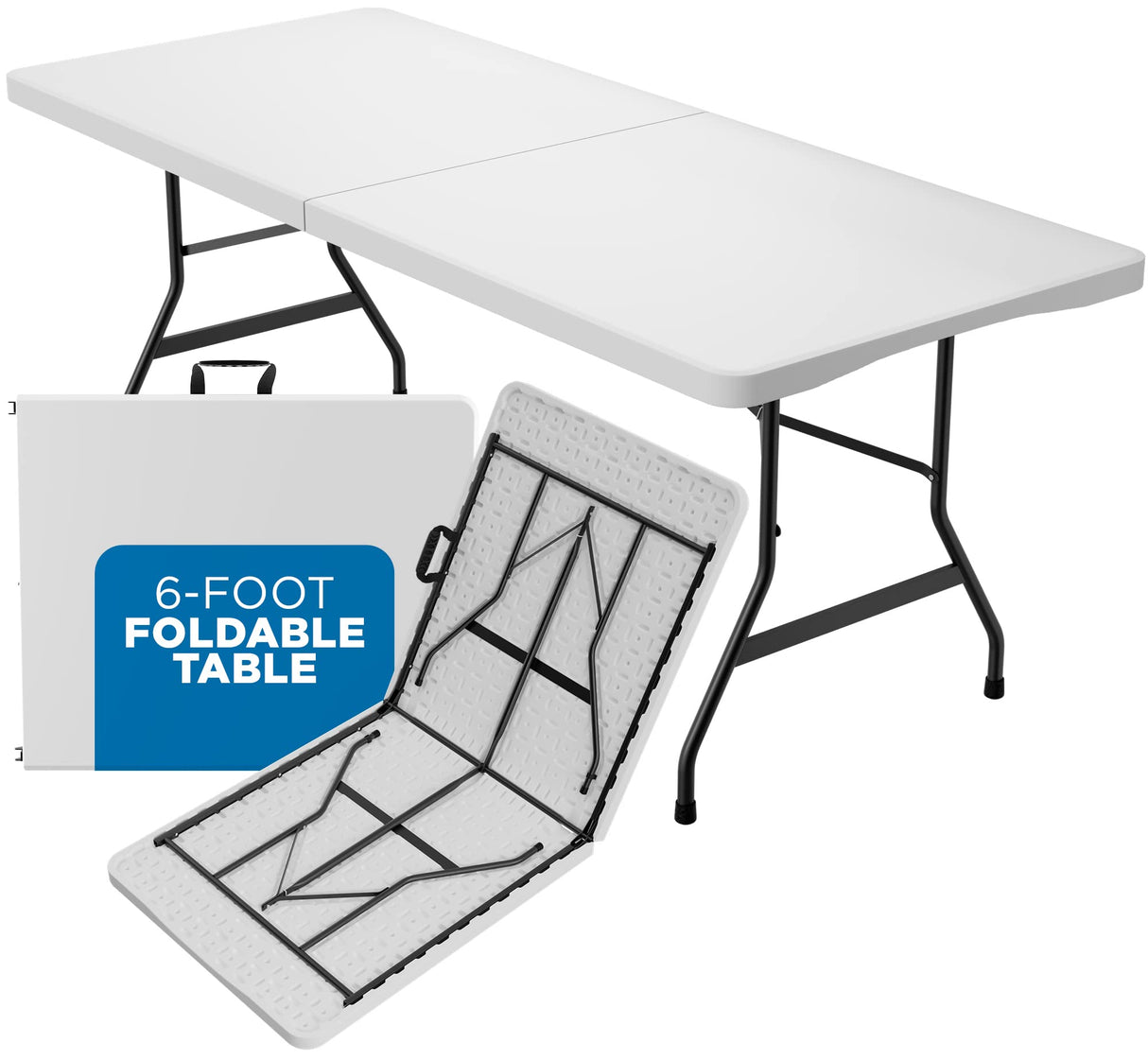Sorfey Folding Table 6-Foot X 30 inch, White Plastic Sorfey