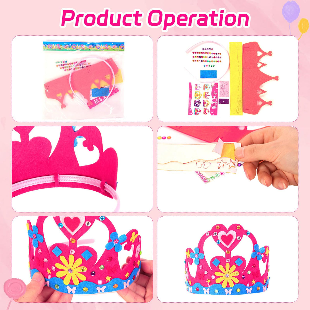 RGISHOP 24 Pack Princess Fairy Wands and Crowns Kit Unfinished Wooden Princess Wands Felt Crown Tiara Headbands Make Your Own Magical Wand Crafts for Kids Classroom Activities RGISHOP