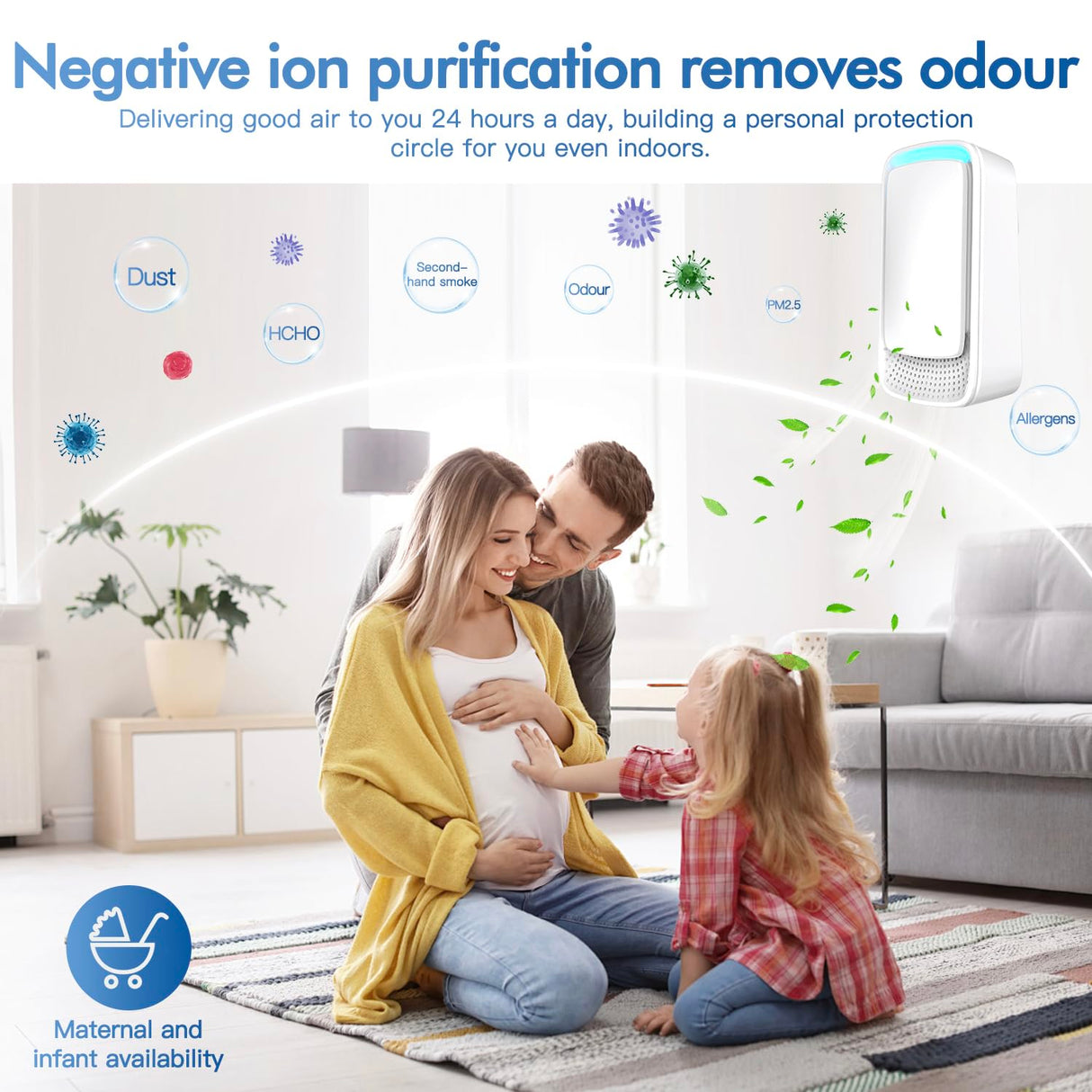 Plug In Air Ionizers - Negative Ion Technology Air Purifier - Quiet Operation Air Freshener for Home, Bedroom, Office, Garage Room - Portable Air Purifiers Odor,Pets Smell - Air Cleaner White (4 Pack) AUKUU