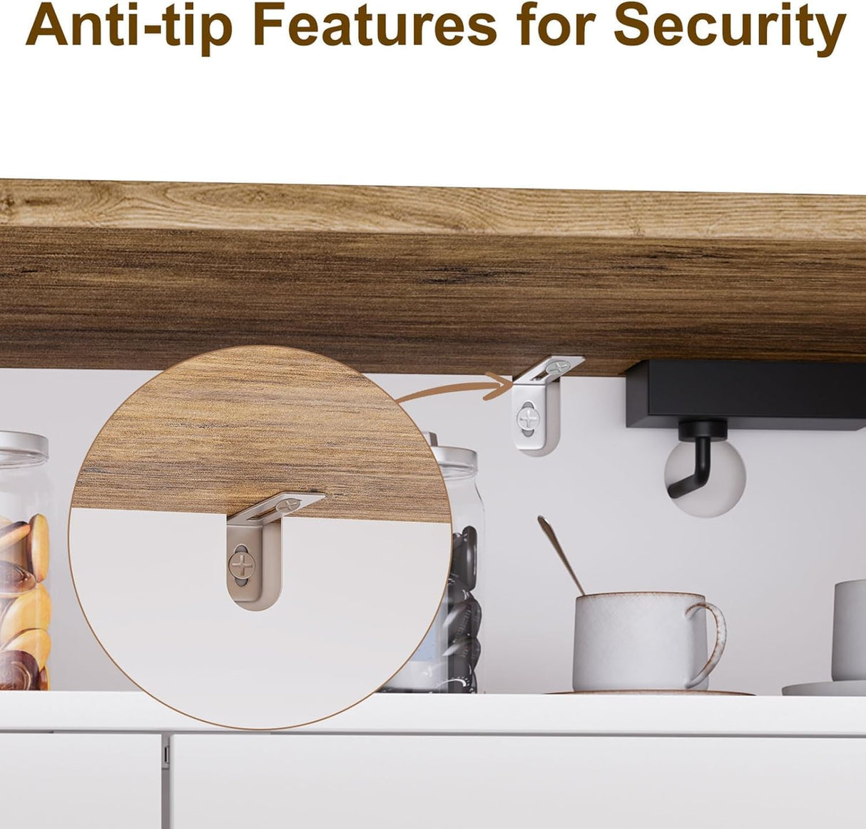 M METERXITY Console Table with Outlets, Farmhouse Coffee Bar Cabinet, 31.5 l x 13.8 D x 35.5 H, Entryway Table with Storage Cabinets for Living Room, Couch, Hallway, Foyer, Kitchen (White) M METERXITY