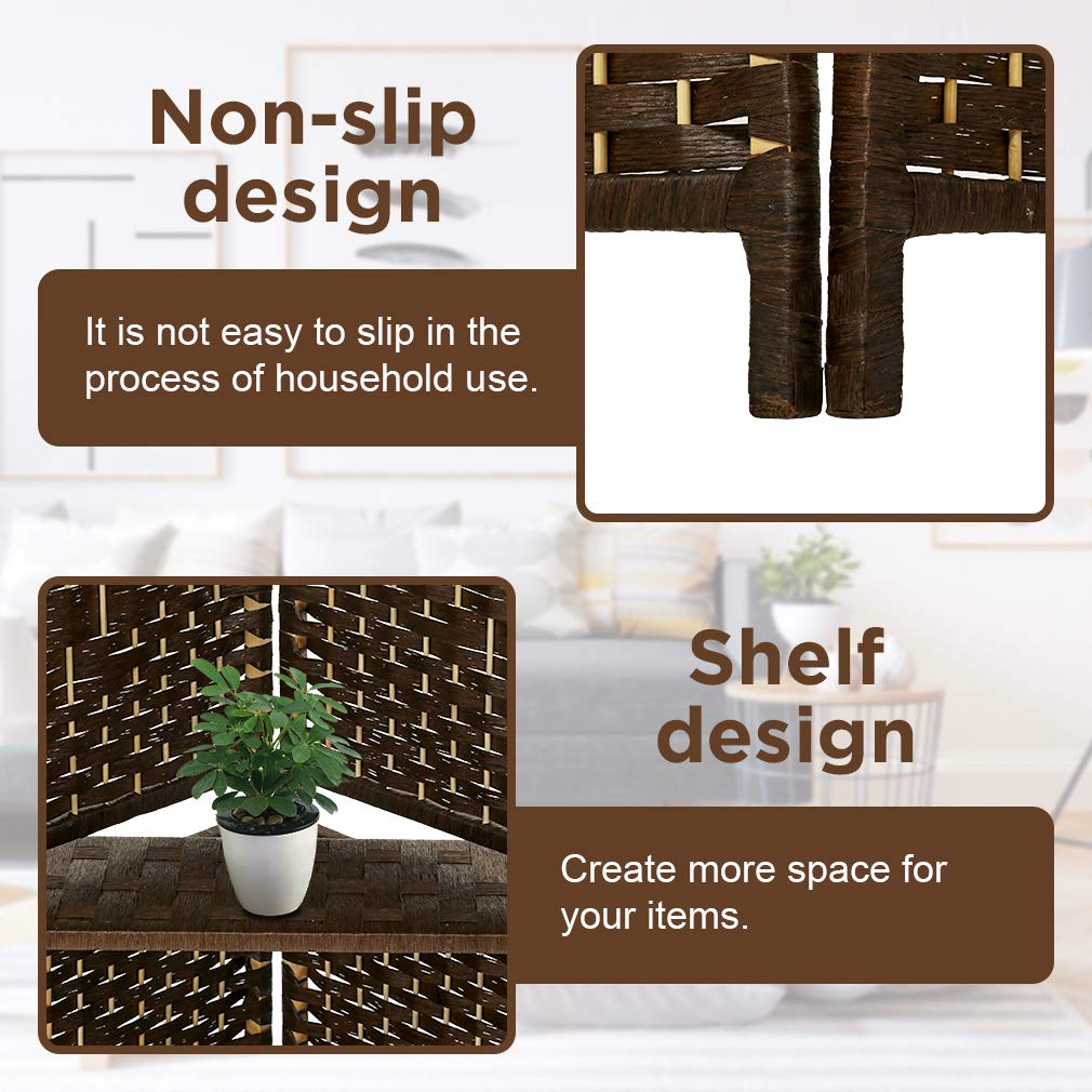 Room Divider 6 Panel Room Screen Divider Wooden Screen Folding Portable partition Screen Wood with Removable Storage Shelves Colour Brown FDW