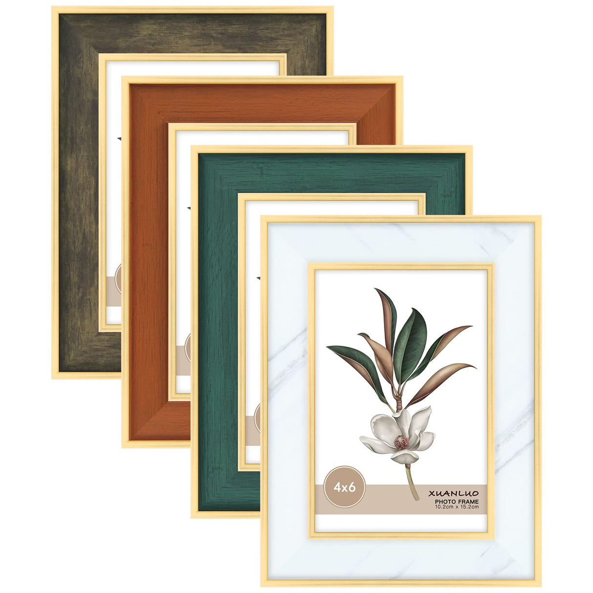 XUANLUO 4x6 inch Picture Frames Set of 4 Modern Style Frame with High Definition Tempered Glass Colorful Decotative Photo Frames for Wall Mount and Tabletop Display Family Wedding Gift XUANLUO
