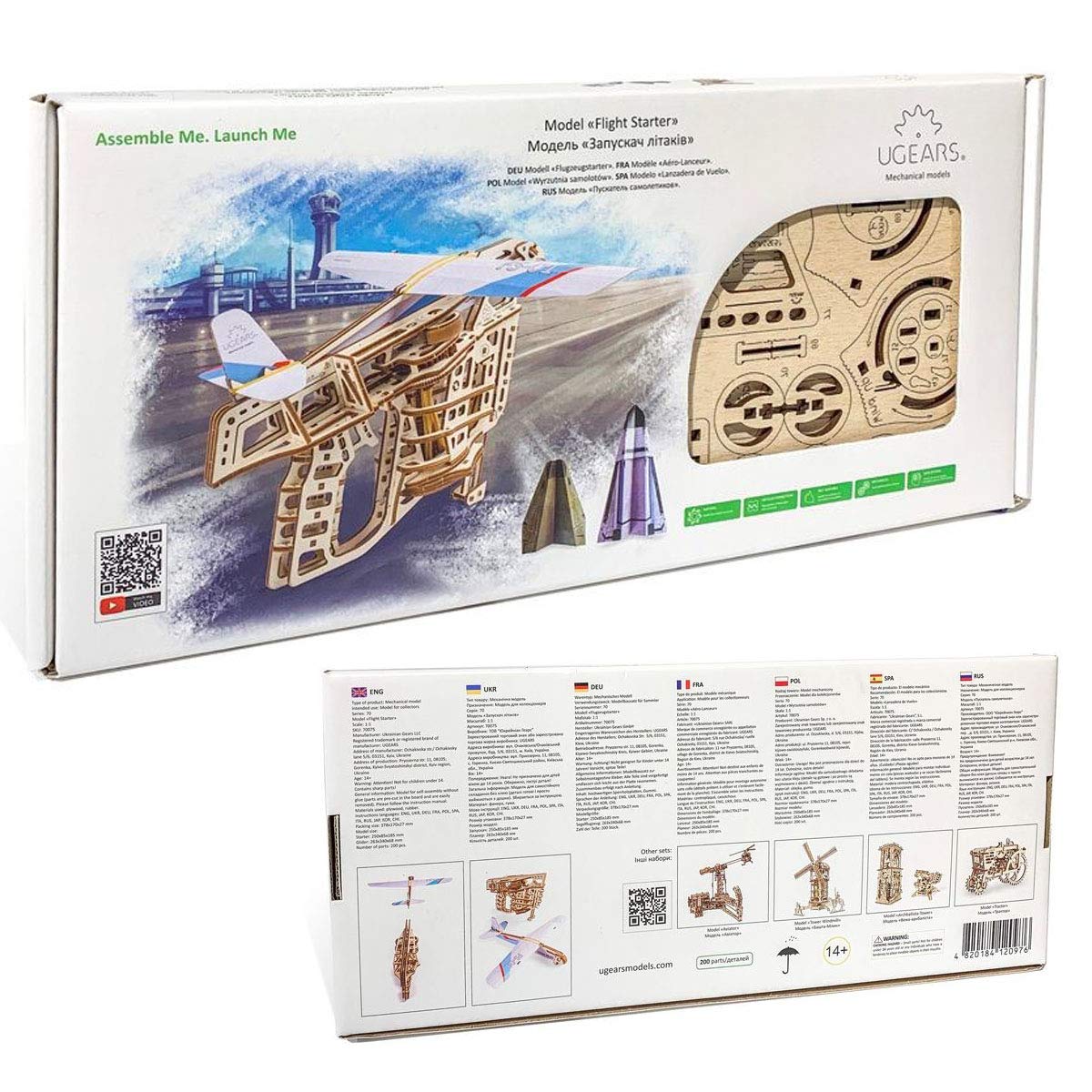UGEARS Aeroplane Starter Ramp 3D Model Kit - Model Building Kits for Adults Teenagers - Laser Cut 3D Puzzle Wooden Construction Kit Creative 3D Wooden Puzzle Adults Model Making Set Without Glue UGEARS