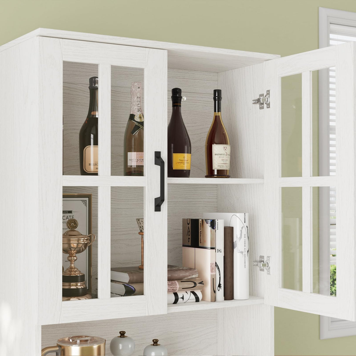 VOWNER 95" TV Stand for TVs up to 75", 4-Piece TV Hutch with Cabinets, Entertainment Center with Bookshelves, Modular TV Console for Living Room, 2A+2F (White) VOWNER