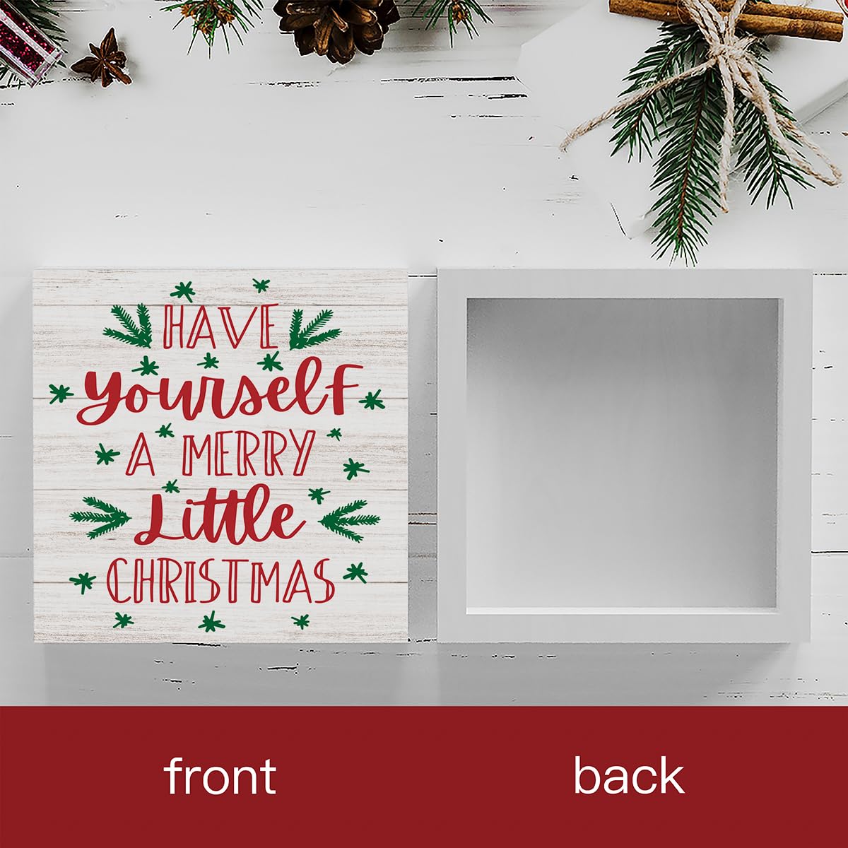 Have Yourself A Merry Little Christmas Wood Sign Christmas Decorations Indoor Farmhouse Christmas Decor Desk Table Block Signs Home Shelf Office Decoration 5 x 5 Inches WRSUNT